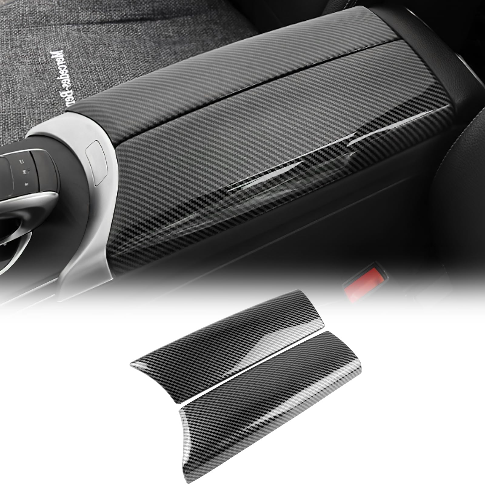KUNGKIC Auto Armlehnen Box Abdeckung Mittelkonsole Beschützer Trim Aufkleber Innenraum Für Mercedes-benz C Klasse W205 GLC X253 2015-2021 Zubehör,ABS (Kohlefaser-Muster)