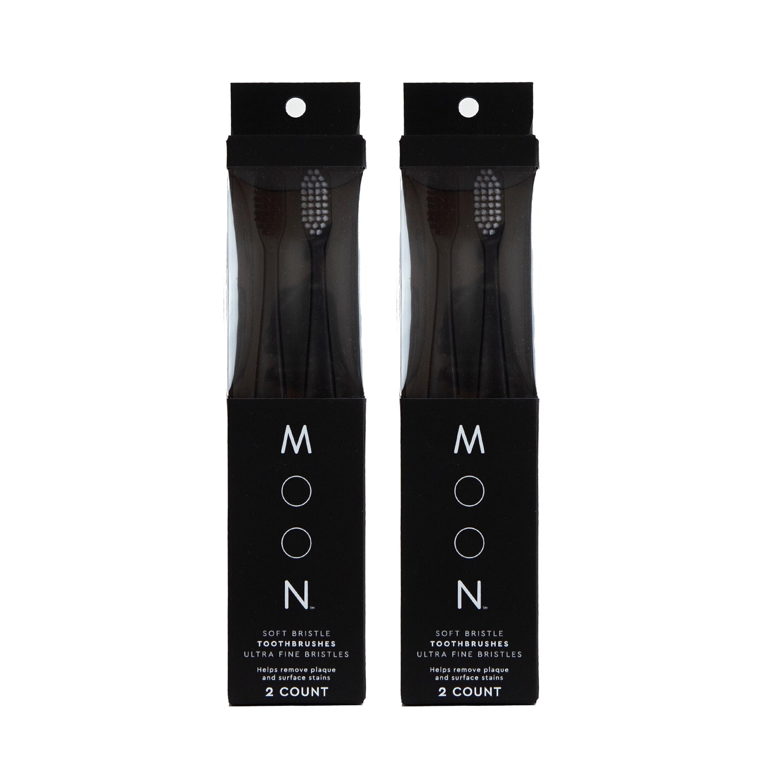 MOON Soft Bristle Toothbrush 4-Pack - Extra Soft Toothbrushes for Adults, Sensitive Gums & Teeth-Friendly - 720 Tapered Ultra-Fine Bristles per Brush for Gentle Deep Cleaning (4 Pack)