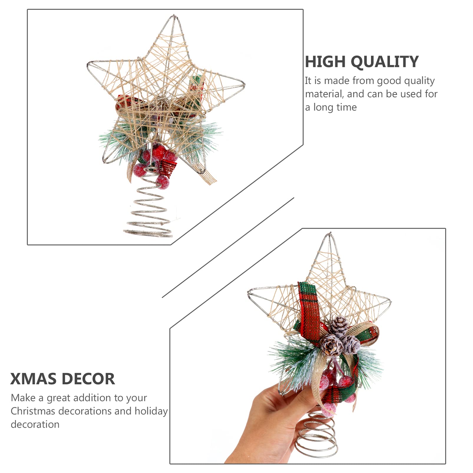 5 Piezas Estrella Superior del Árbol De Navidad Topper De Árbol con Luces Oro Luces De Tira Llevadas Topper De Árbol De Navidad Rojo Hada Decoración Adviento Felpa País Planchar ABOOFAN