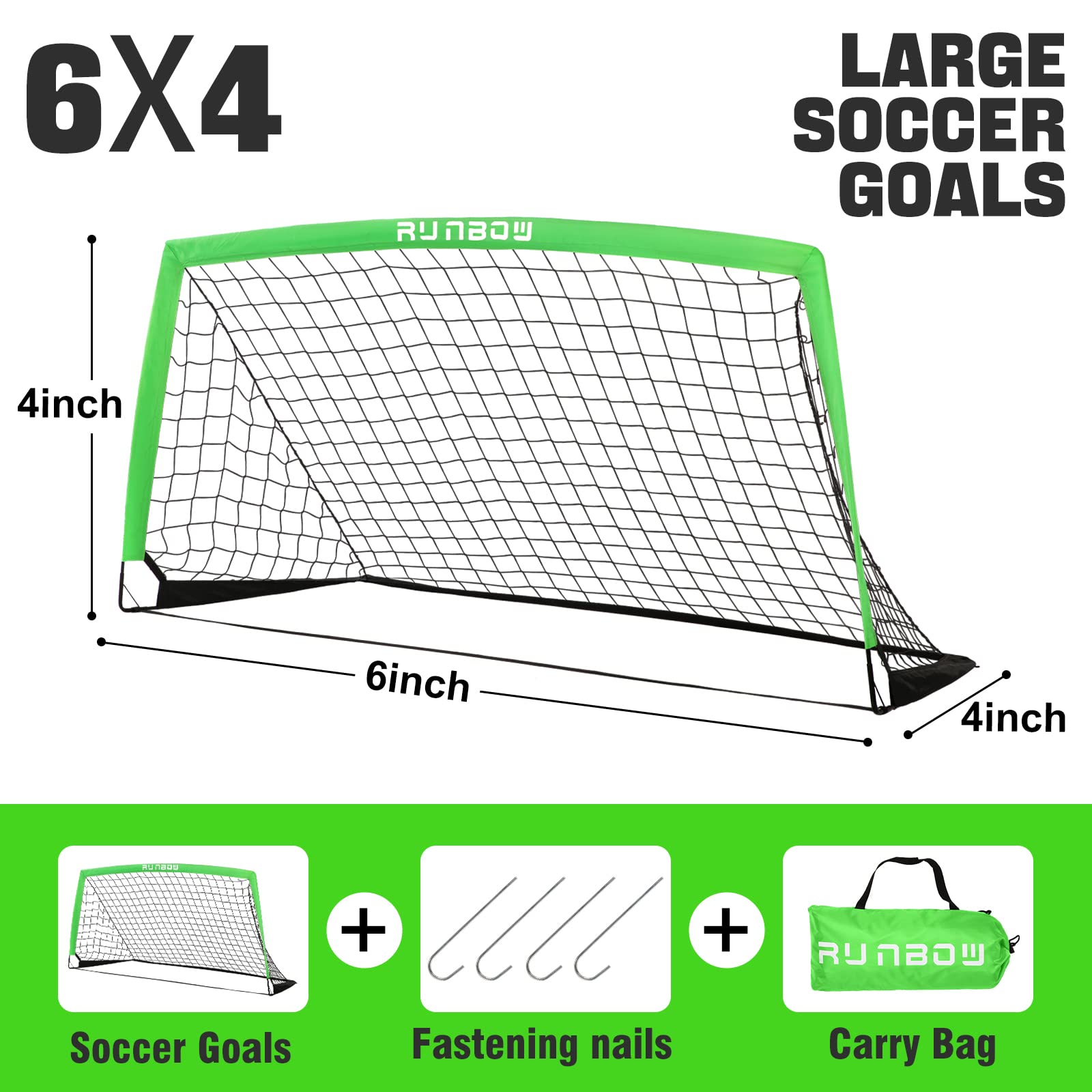 RUNBOW 6'6''X 3'3'' Portable Kids Soccer Goals for Backyard Practice