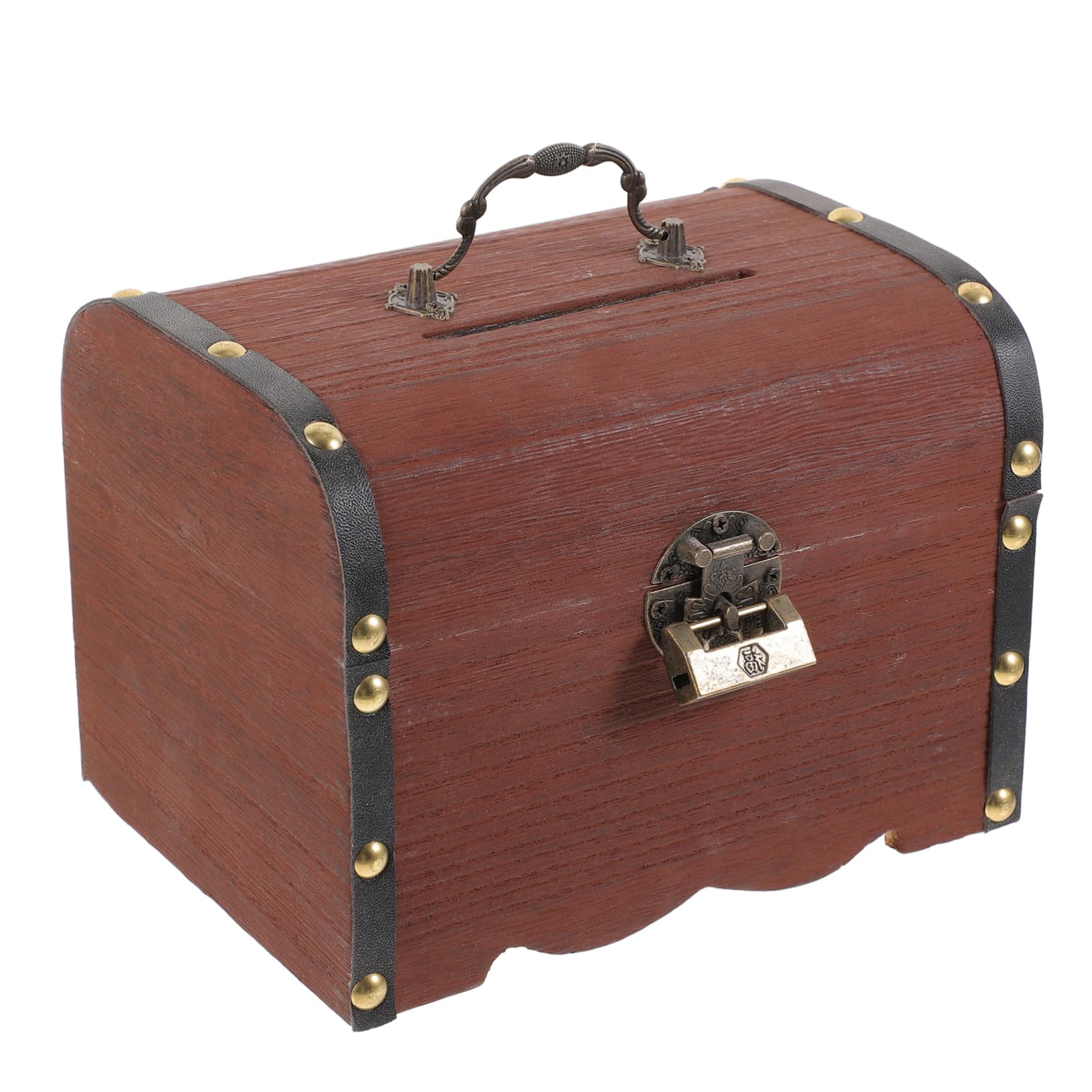 BESPORTBLE Antique Wooden Treasure Chest with Lock Retro Trinket Case for Jewelry Keepsakes Capacity Decorative Storage Box for Pirate Theme Parties Play
