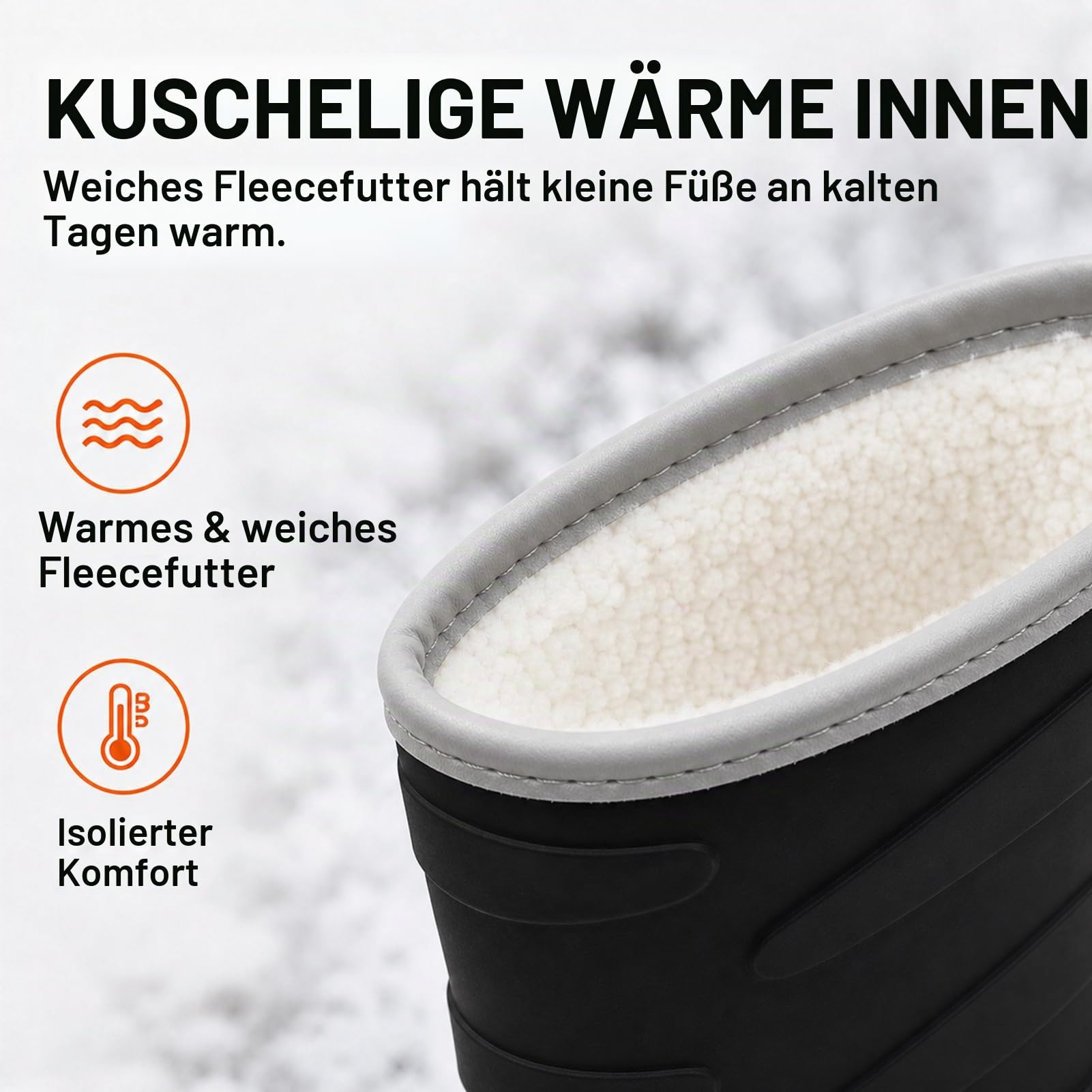 Gefütterte Gummistiefel Kinder für Jungen Mädchen, Thermo Warme Regenstiefel, Winter Schneestiefel Gummistiefel Größe 24-34