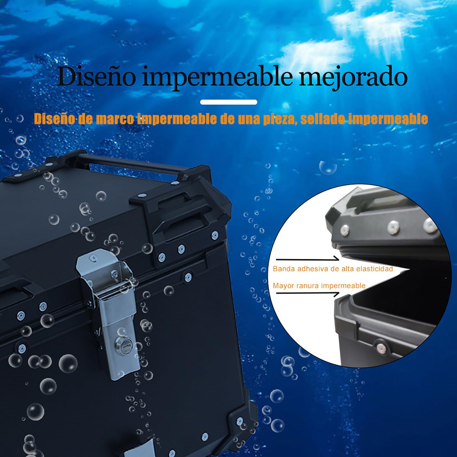 Baul Moto Motocicleta topcase para Cascos, Baúl Moto, Universal baúl de Moto Scooter Maleta, Impermeable,Caja de Motocicleta con Cerradura de Seguridad/Respaldo y Placa de Montaje