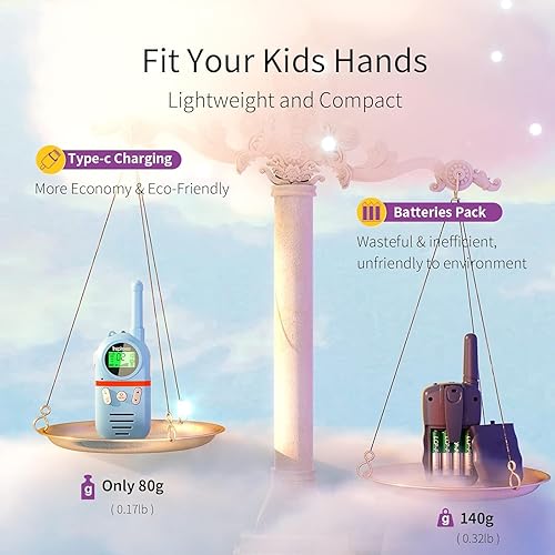 Miniatura 95 de Walkie Talkies para niños recargables, juguetes para niños y niñas de 3 a 12 años, paquete de 3 radios de 2 vías de largo alcance, regalos de Jardín
