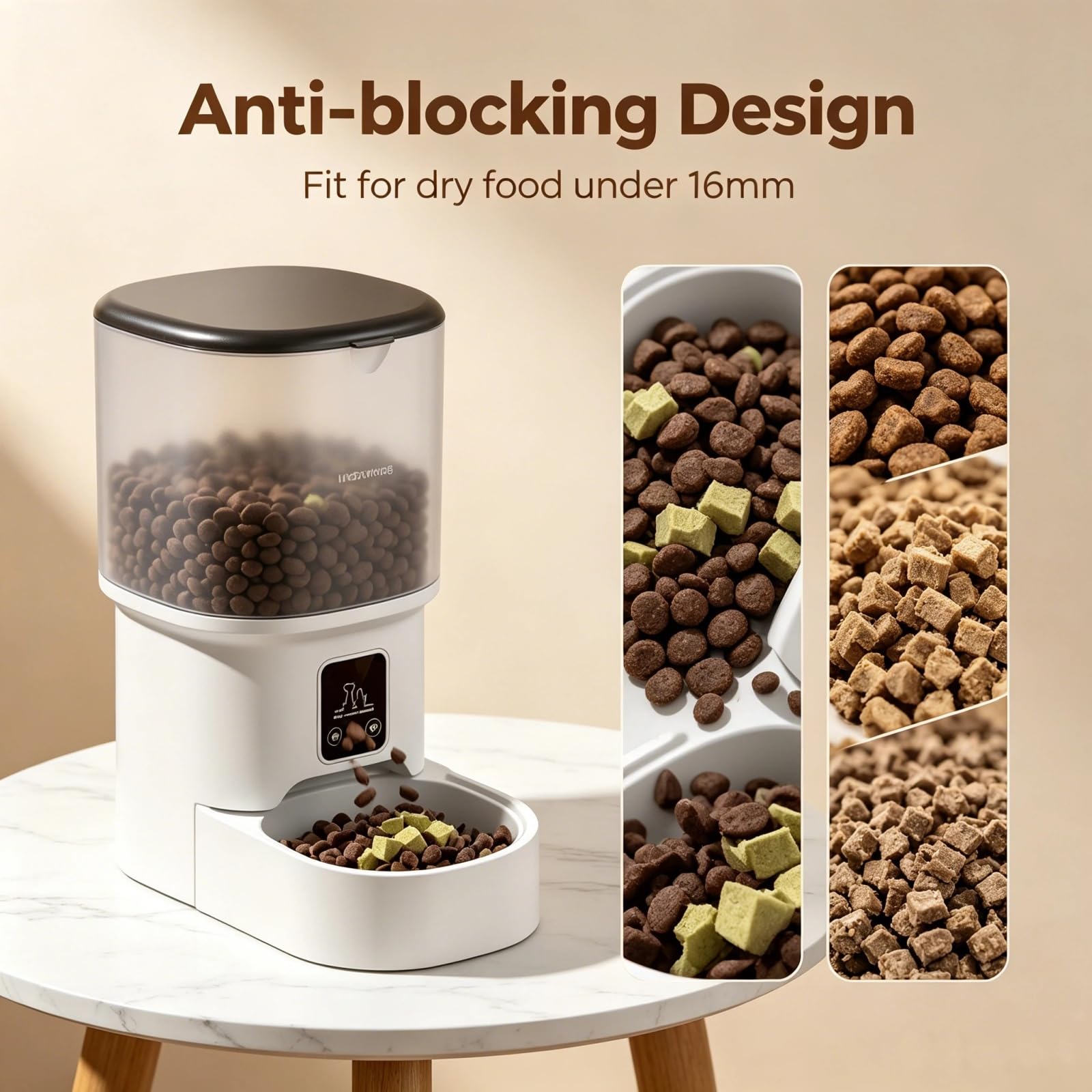 Inteligentny automatyczny dozownik karmy dla psów i kotów (4 l) z Wi-Fi – sterowanie aplikacją, programator czasowy, podwójne zasilanie