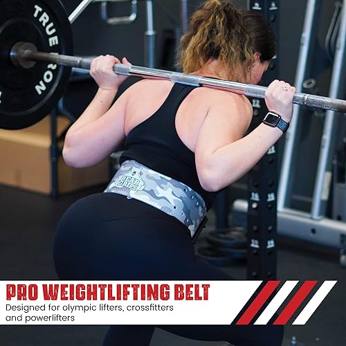 Miniatura 8 de Bear Grips Cinturón de cuero para levantamiento de pesas con hebilla de acero, cinturón de levantamiento de pesas de doble punta de 0.197 in,