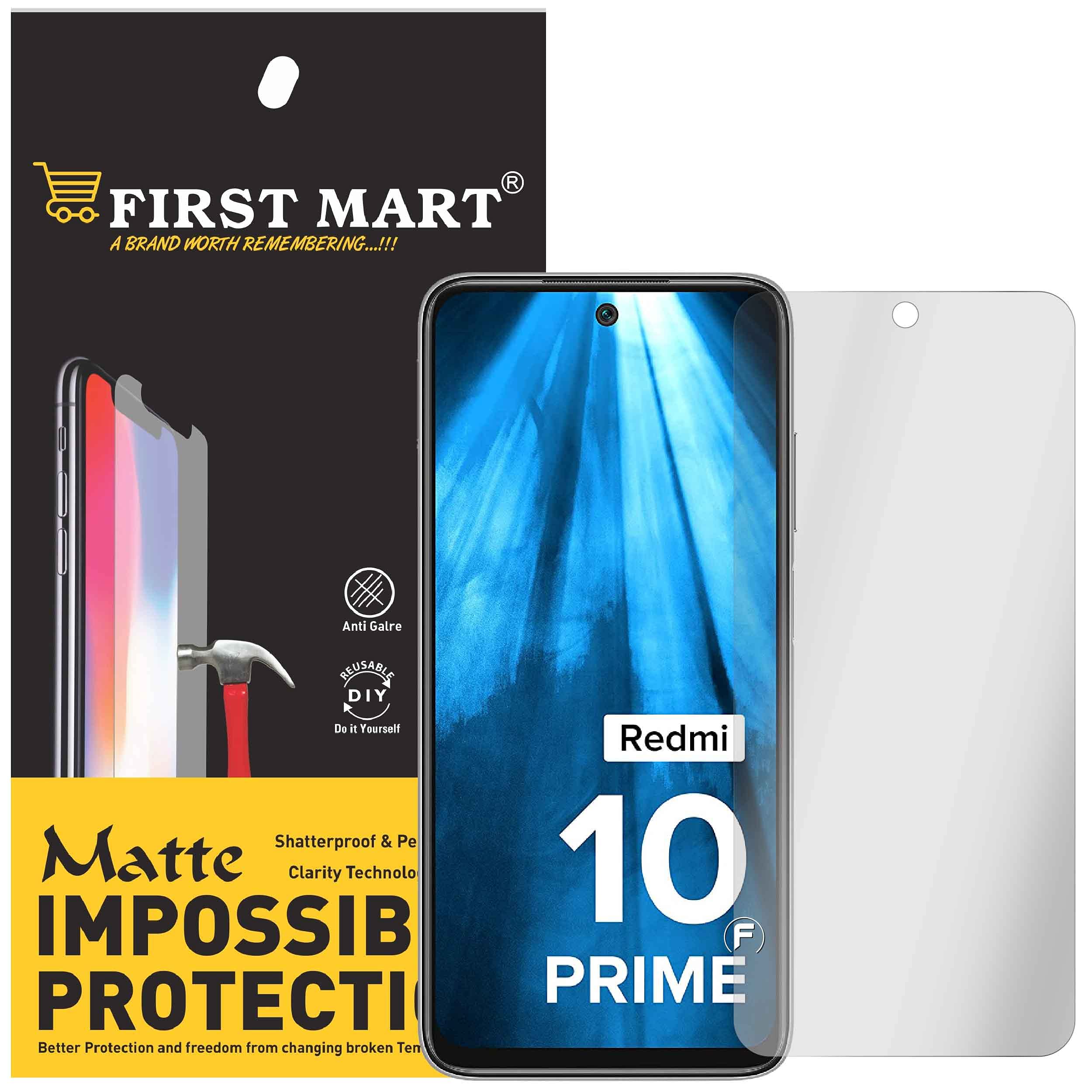 FIRST MART - A BRAND WORTH REMEMBERING Matte Tempered Glass for Redmi 10 Prime/Note 10T 5G / 10 Prime 2022 | Matte Impossible Flexible Fiber Screen Guard Full Flat Screen Coverage