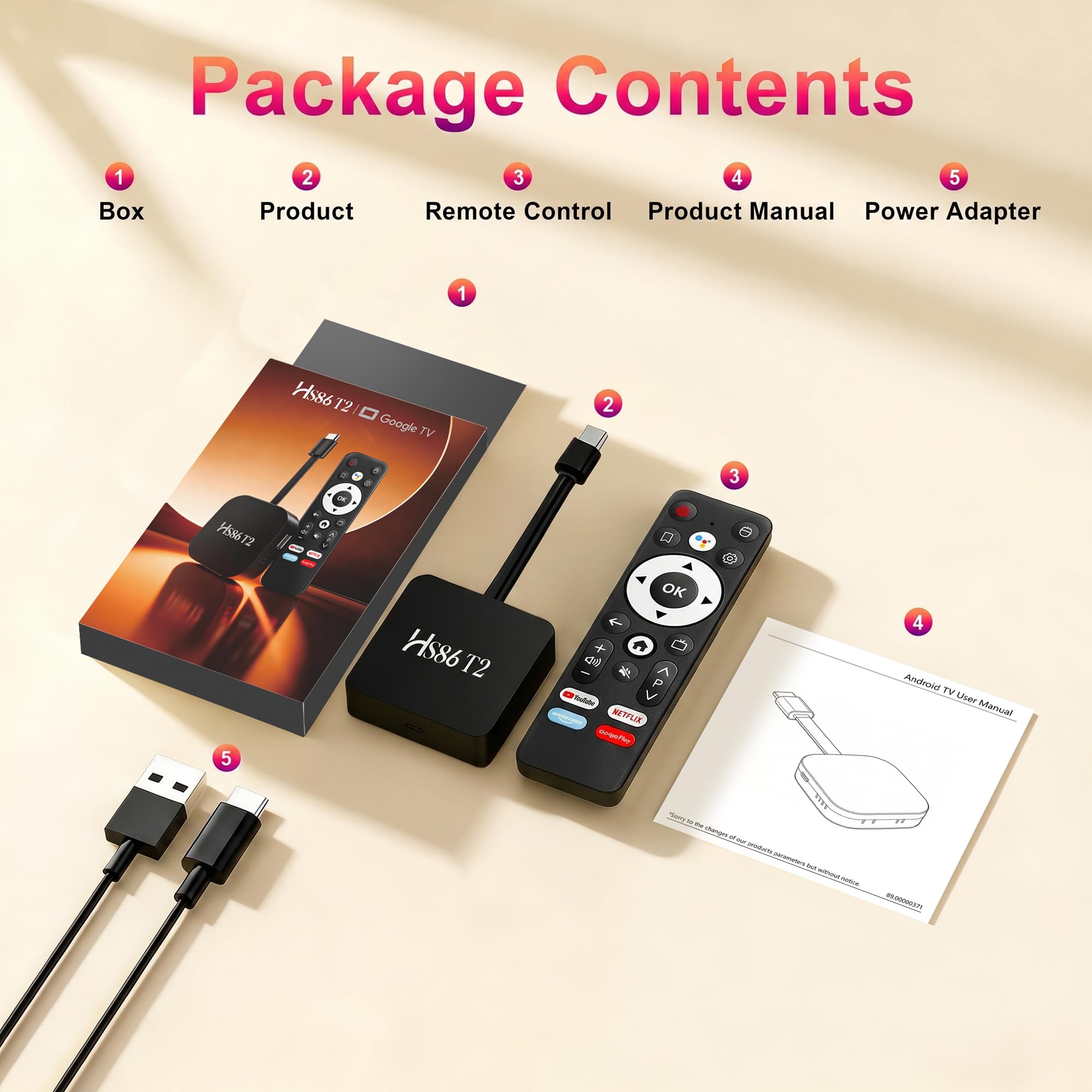 GREVA TV Stick Android 4K Ultra HD Streaming Appareil Dernier Android 14.0 TV Stick Box 2GB 16GB T2 - Black
