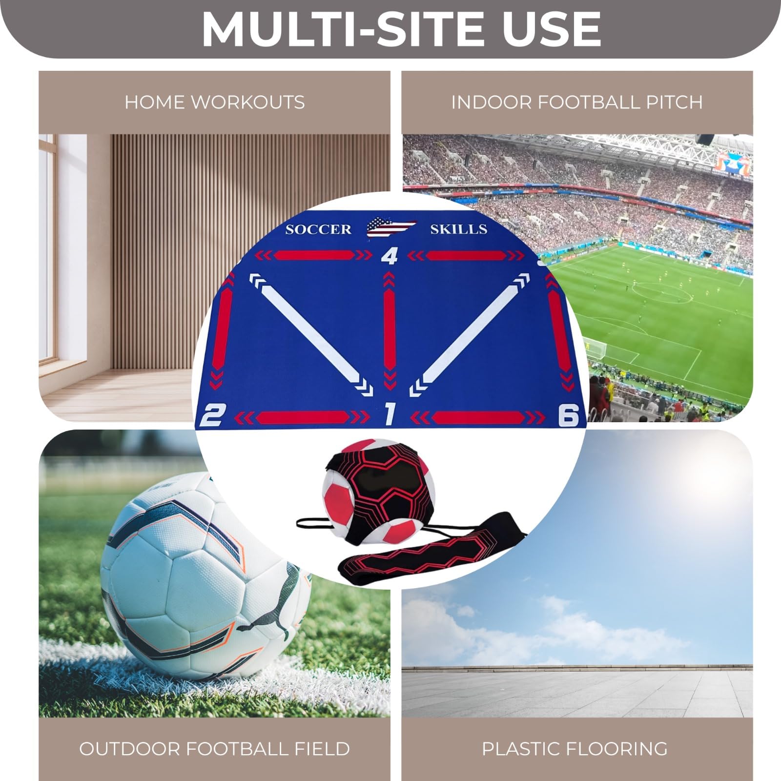 Soccer Training Mat, Soccer Training Equipment, Ideal for Indoor Soccer, Kit for Improve, Agility Training Equipment, Soccer Accessories for Boys, Soccer Ball Trainer