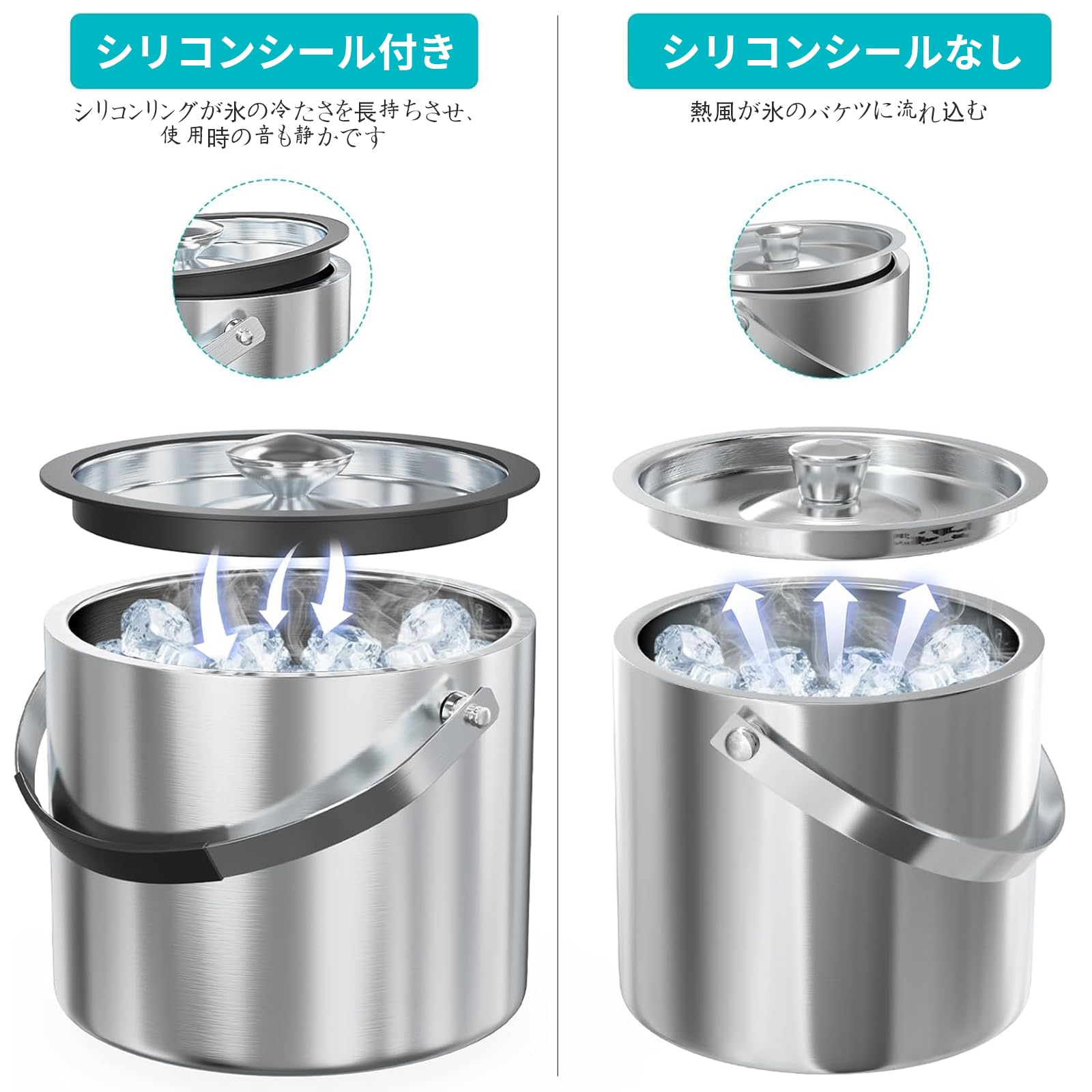 Amazon | 3.2L Double Wall Stainless Steel Ice Bucket with Lid