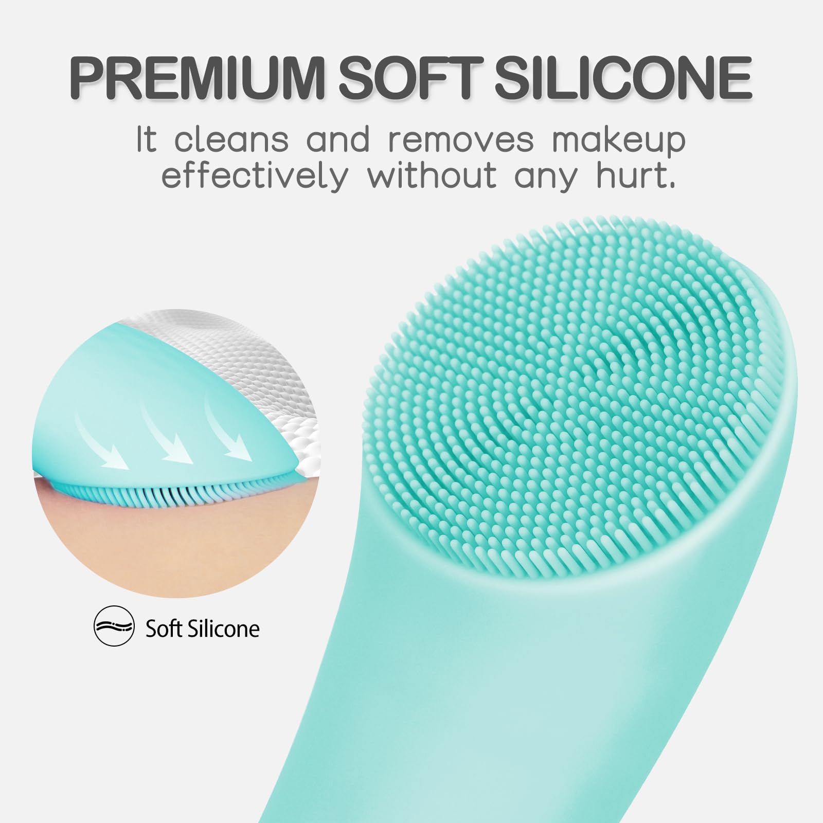 PRITECH Silicone Face Scrubber, Rechargeable Facial Cleansing Brush with Heat Massage End, Vibrating Exfoliator Scrubber for Deep Cleaning, Waterproof Face Brush for Women and Men (): Green