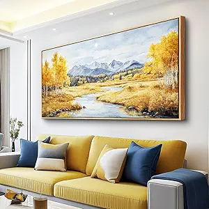 ERQINHUA Large Canvas Wall Decor For Living Room Wall Art For Bedroom Pastoral Yellow Landscape Painting Wood Frame Farmhouse Dining Room Office Home Decor Stretched And Framed Aesthetics 30"X60"