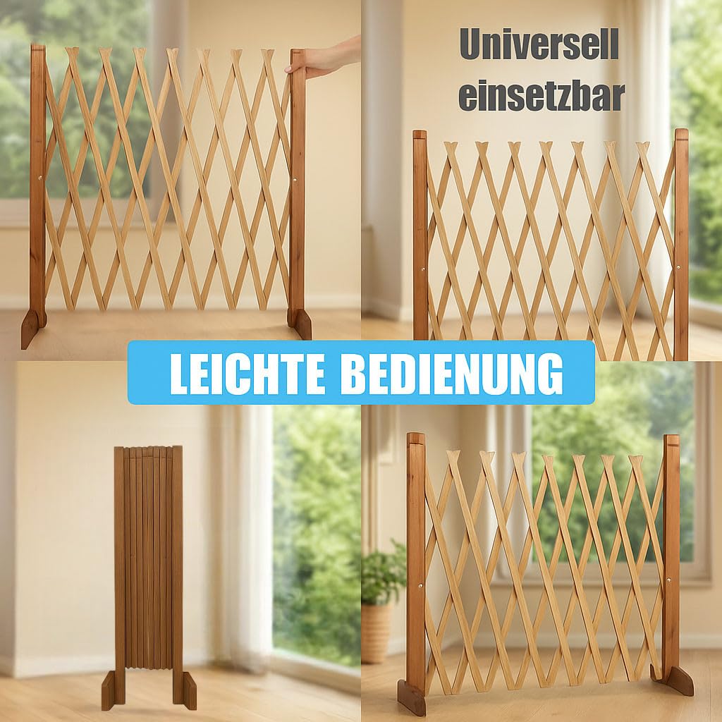 Treppenschutzgitter für Hunde - Absperrgitter - Türschutzgitter - Hundeschutzgitter - Hundebarrieren - verstellbar Trennwand - ohne Bohren - 30-117cm breit - aus Holz