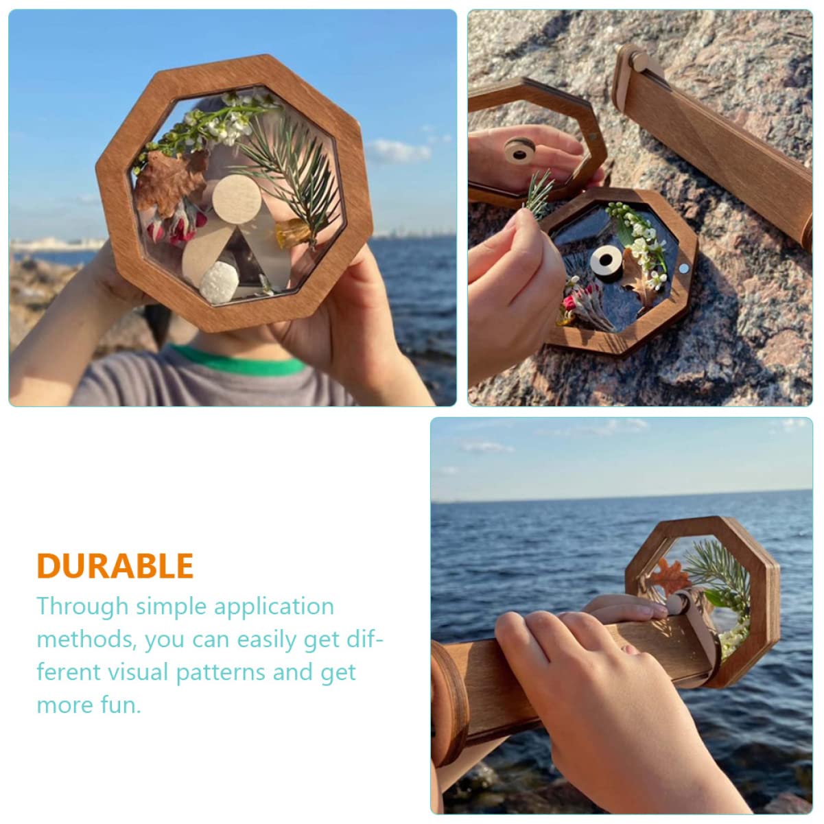 Kisangel Creative Refillable Kaleidoscope for DIY Wooden Kaleidoscope Kit for Outdoor Fun Educational Activity Safe Materials Present