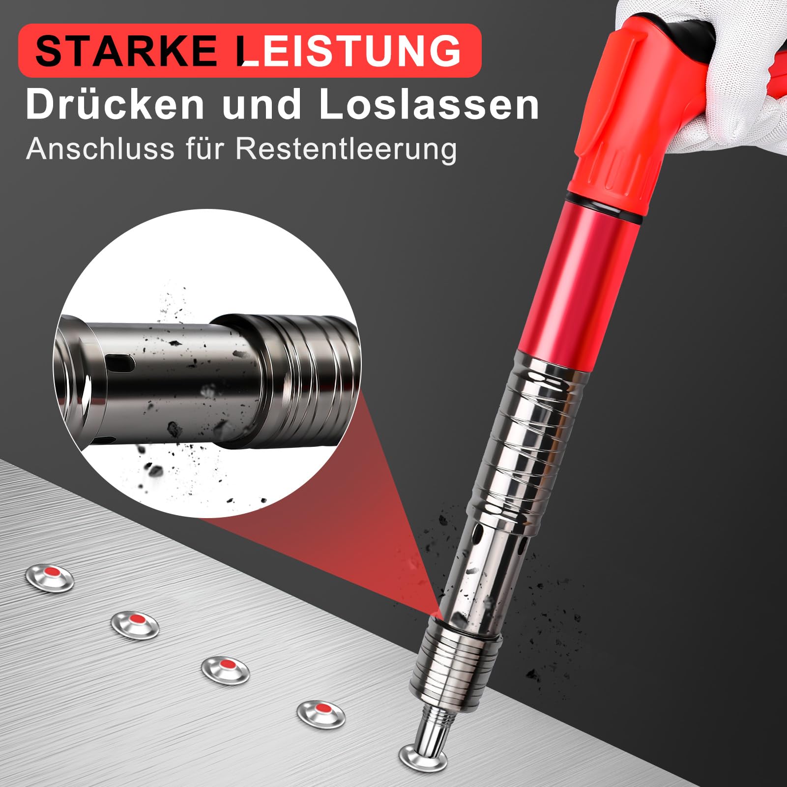 Handmatig nagelpistool met 300 ronde nagels, 5 versnellingen, nagelpistool, betonnagelpistool voor staal en beton, draagbaar nagelpistool voor plafond-/draadhider met handschoenen Handmatig nagelpistool met 300 ronde nagels, 5 versnellingen, nagelpistool, betonnagelpistool voor staal en beton, draagbaar nagelpistool voor plafond-/draadhider met handschoenen
