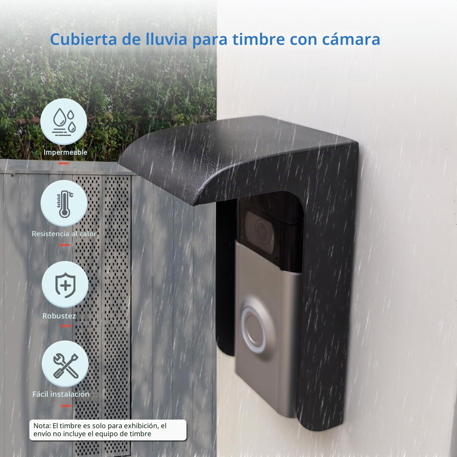 Video timbre de puerta protección contra la lluvia Exterior, cubierta de timbre, protección meteorológica Adecuada para Ring Doorbell/enchufe/cerradura de puerta