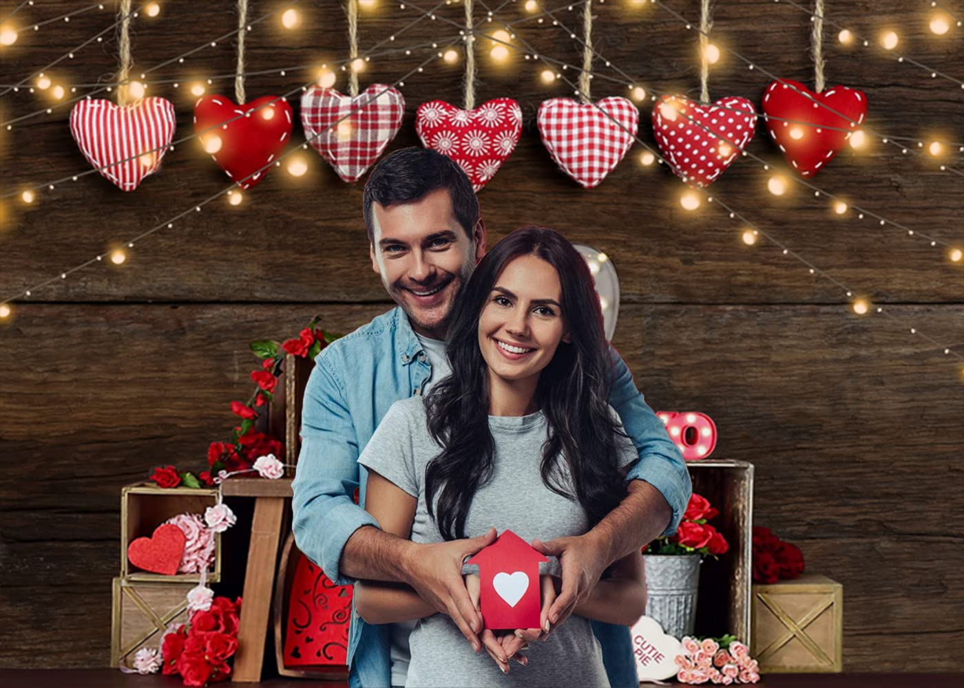 Amazon Mecolo 7 X 5フィート バレンタイン背景 写真撮影用 素朴な木製 赤いラブハート背景 バレンタインデー用 ロマンティックラブテーマ フォトブース背景 バレンタイン写真撮影用背景 Mecolo バックペーパー 背景布