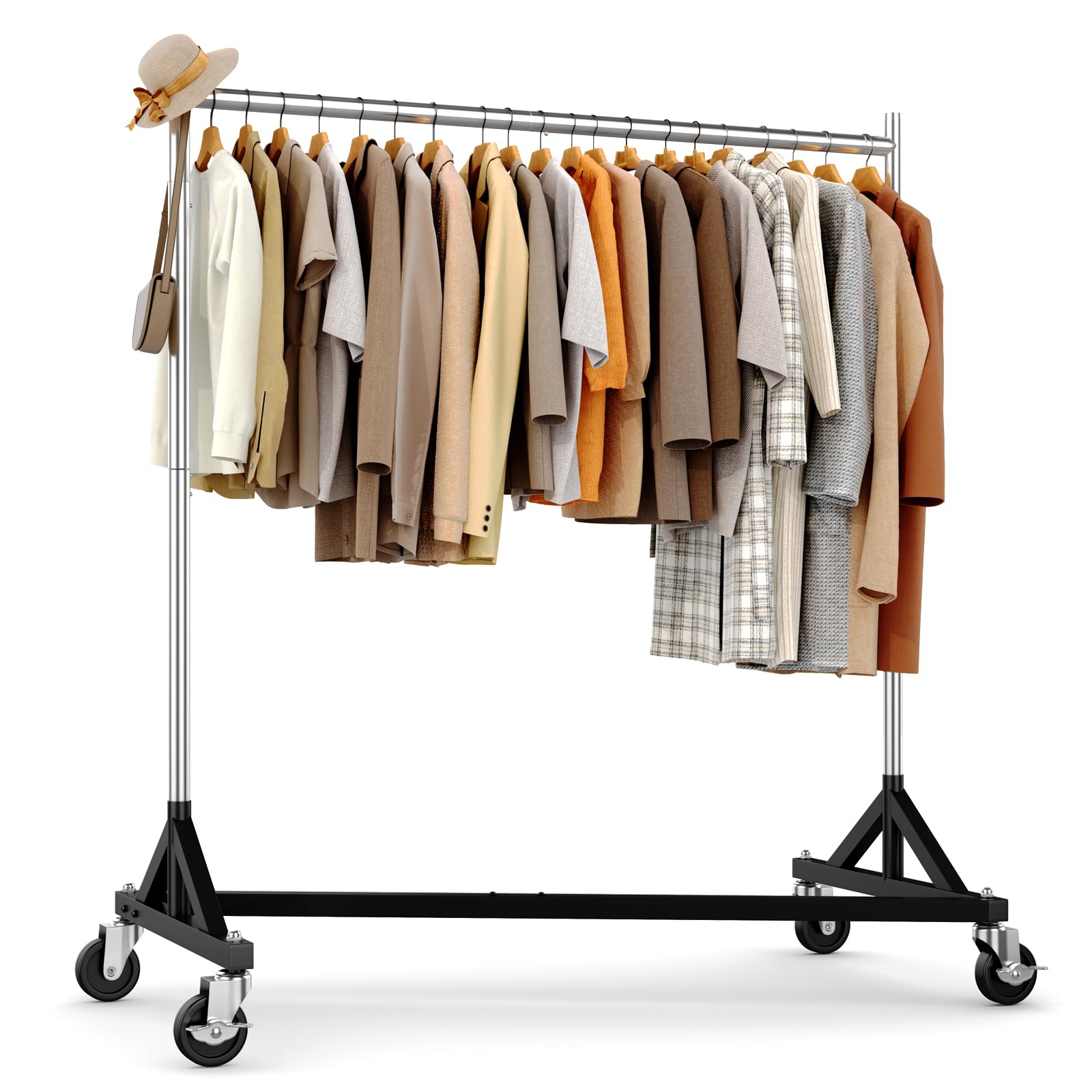 HOKEEPER Commercial Heavy Duty Clothing Rack - Z Base Rolling Garment Rack, 181kg (400lbs) Capacity, Adjustable Height for Retail Shops, Boutiques, Home Bedroom & Flea Markets
