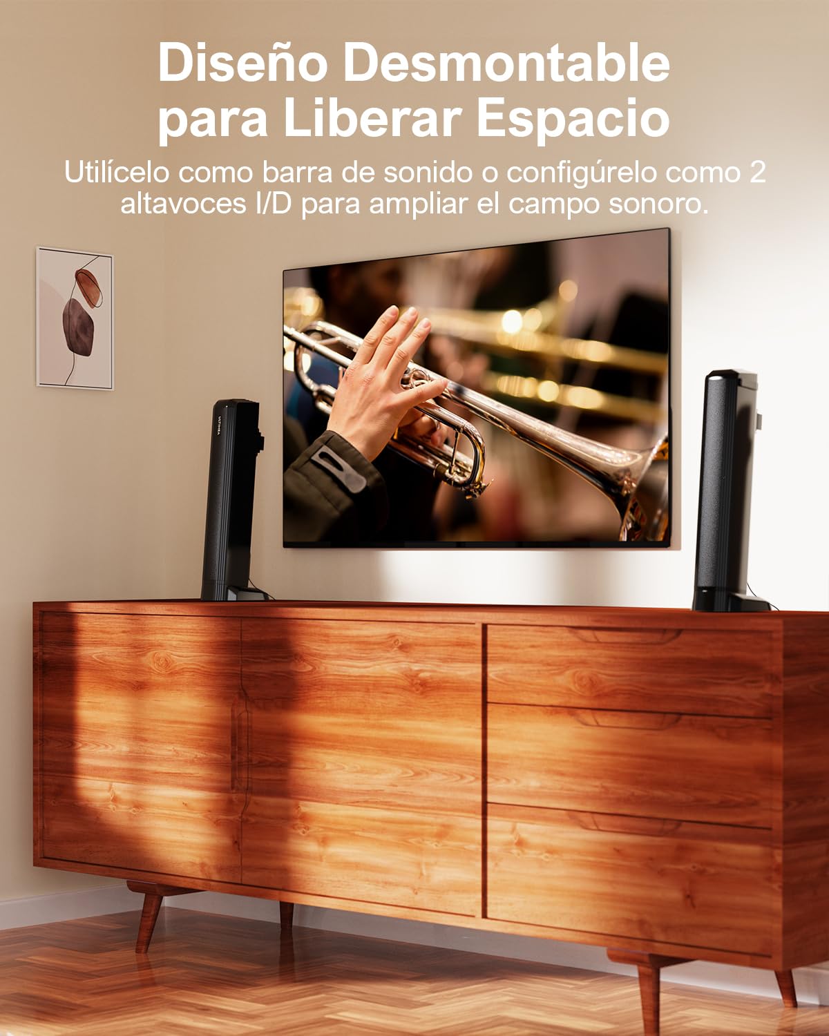 ULTIMEA 2.2ch Barra de Sonido para TV, 2 en 1 Soundbar Divisible con VoiceMX y BassMX, Bluetooth 5.3, 6 Modos de Ecualización, Graves Ajustables, Conexión ARC/Óptico/Aux, Apollo S40 Pro