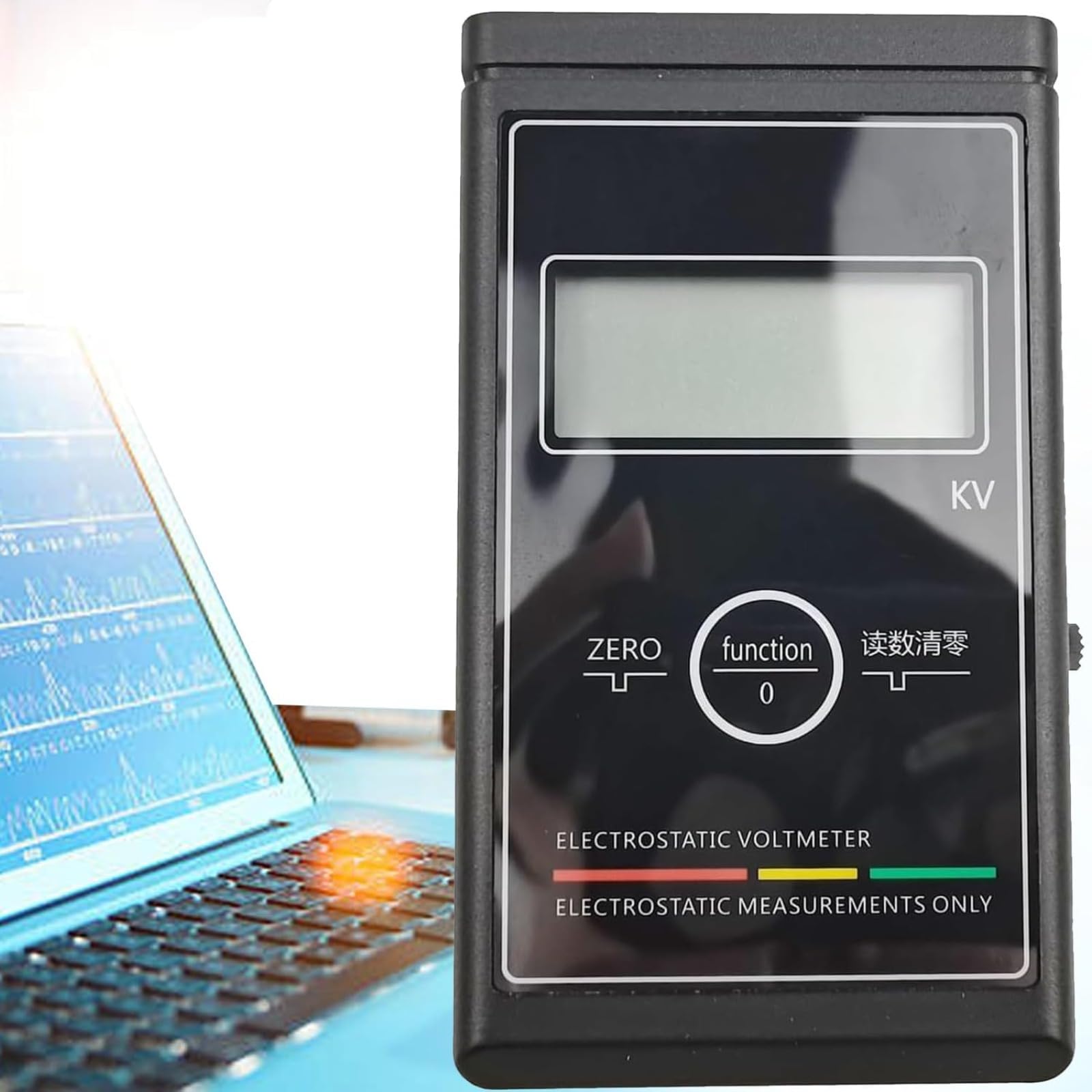 Tragbares statisches Messgerät, elektrostatischer Tester, 0-50 KV Messrate beträgt ca. 3 Mal/Sekunde mit LCD-Bildschirm, für Fasergarngewebe, Platten, Papier, Gummi