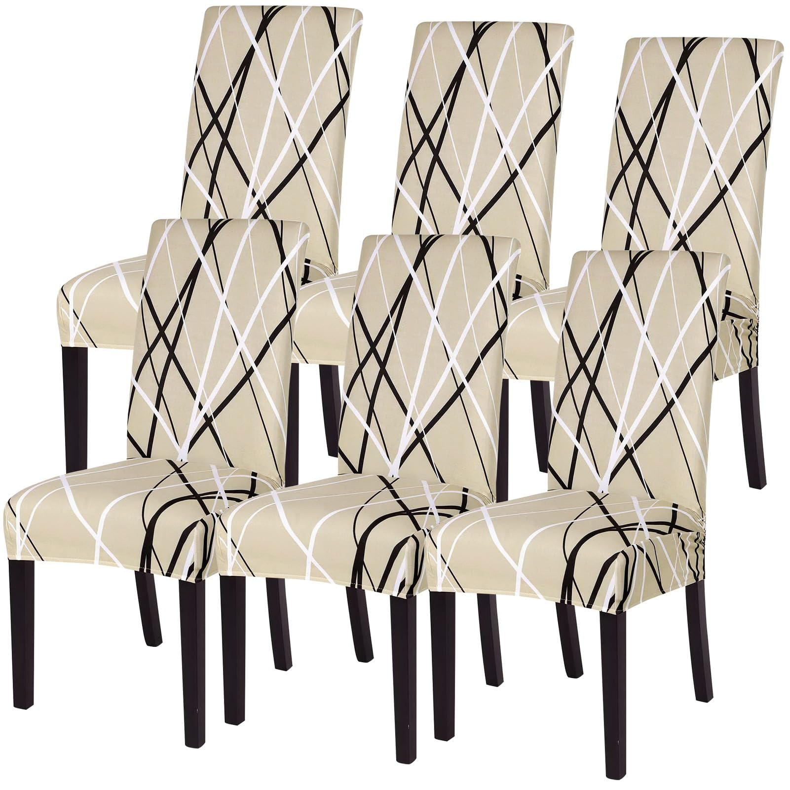 SearchI Dining Room Chair Covers Slipcovers Set of 6, Spandex Super Fit Stretch Removable Washable Kitchen Parsons Chair Covers Protector for Dining Room,Hotel,Ceremony(Flower Pattern6)