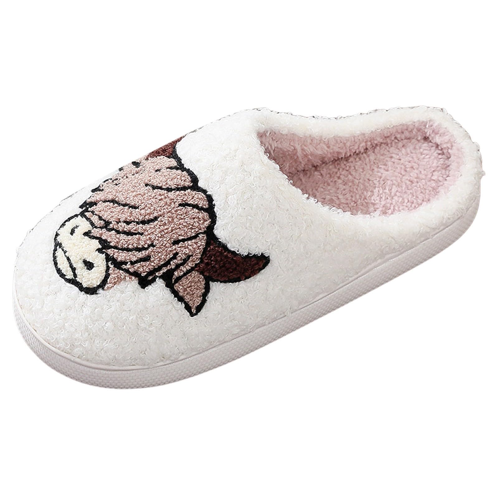 Chaussons D'intérieur Couple Thème Vache Noël - Taille Grande, Semelle TPR, Pour Homme Et Femme, Confort Hiver