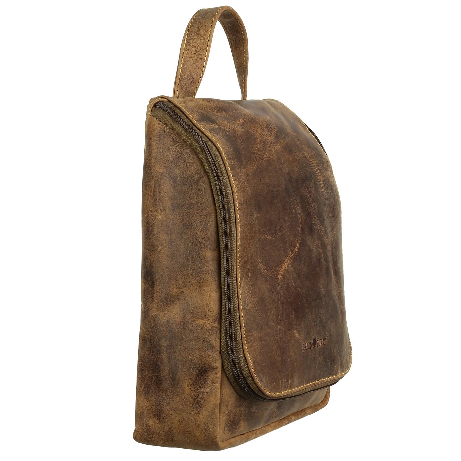 Greenburry - Vintage Kosmetiktasche Rindsleder Reisezubehör 1735-25, Braun, Einheitsgröße