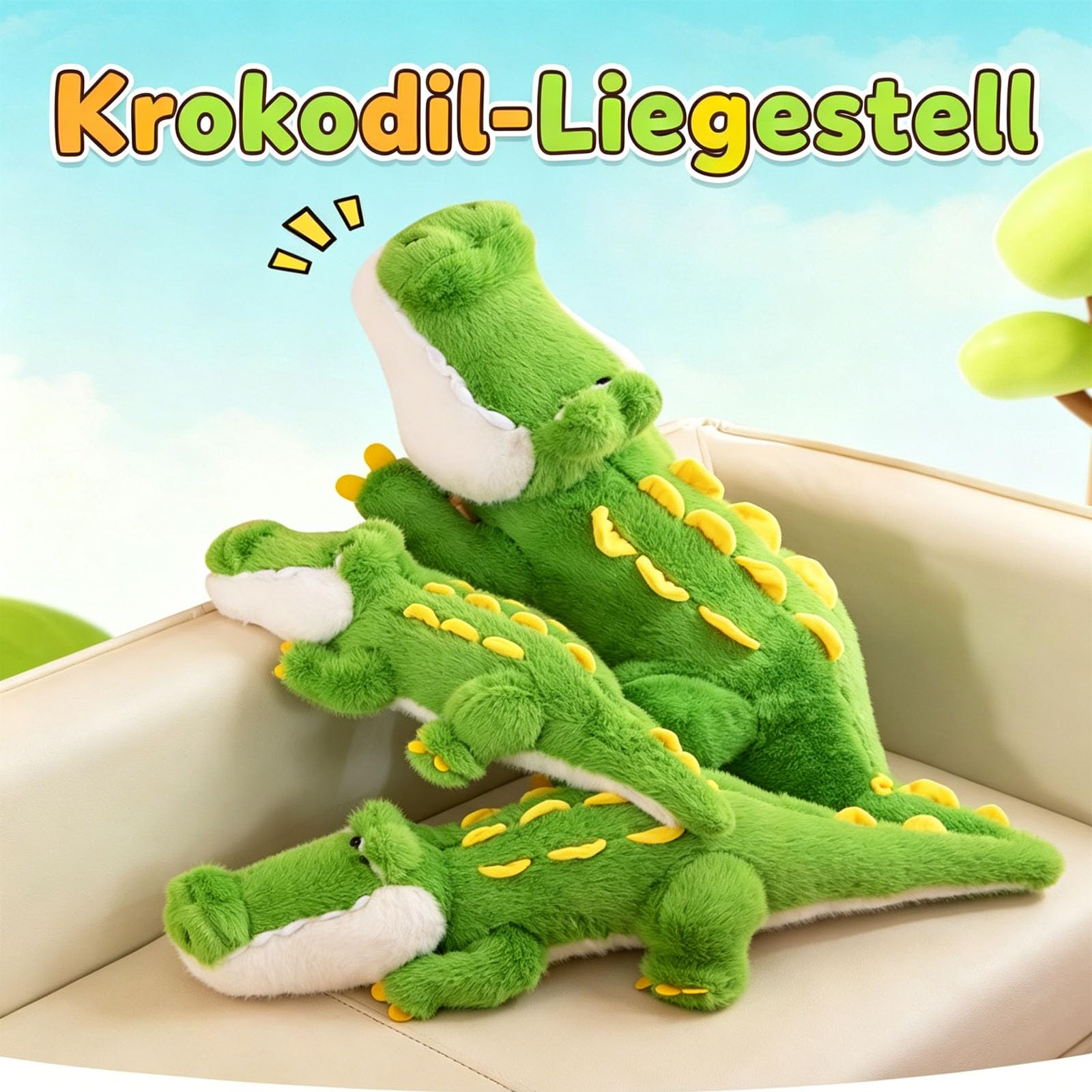 Kuscheltier Krokodil Plüschtier Alligator, groß Grün Krokodil Stofftier Plüschtier, Weich Krokodil Spielzeug Kissen zum Kuscheln & Spielen, Geschenk für Kinder Jungen Mädchen (Grün,90cm)
