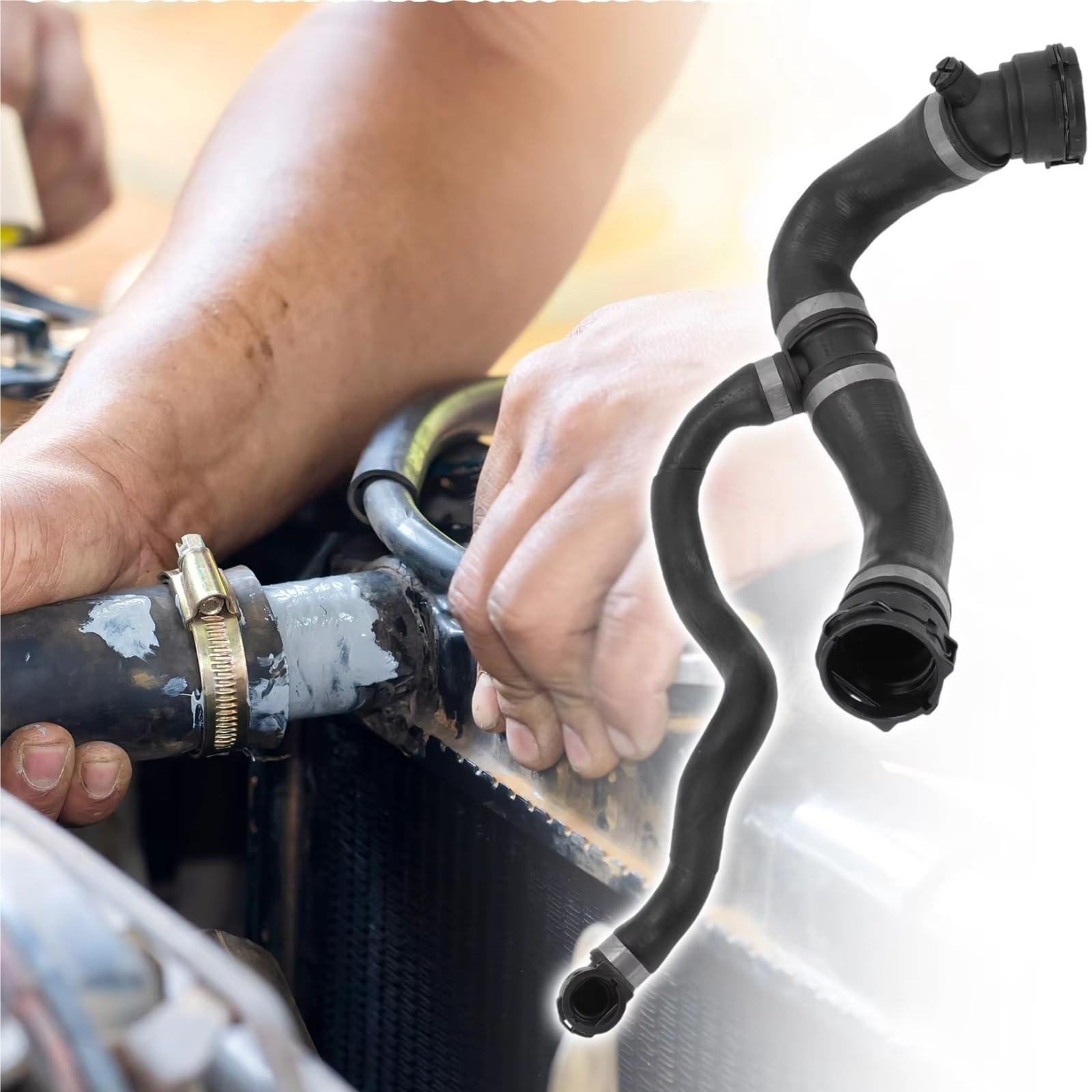 Manguito De Radiador Compatible Con Para X1 2012 1 Pieza De Manguera Radiador Coche Negra Repuesto Refrigerante Goma OEM: 17127619256