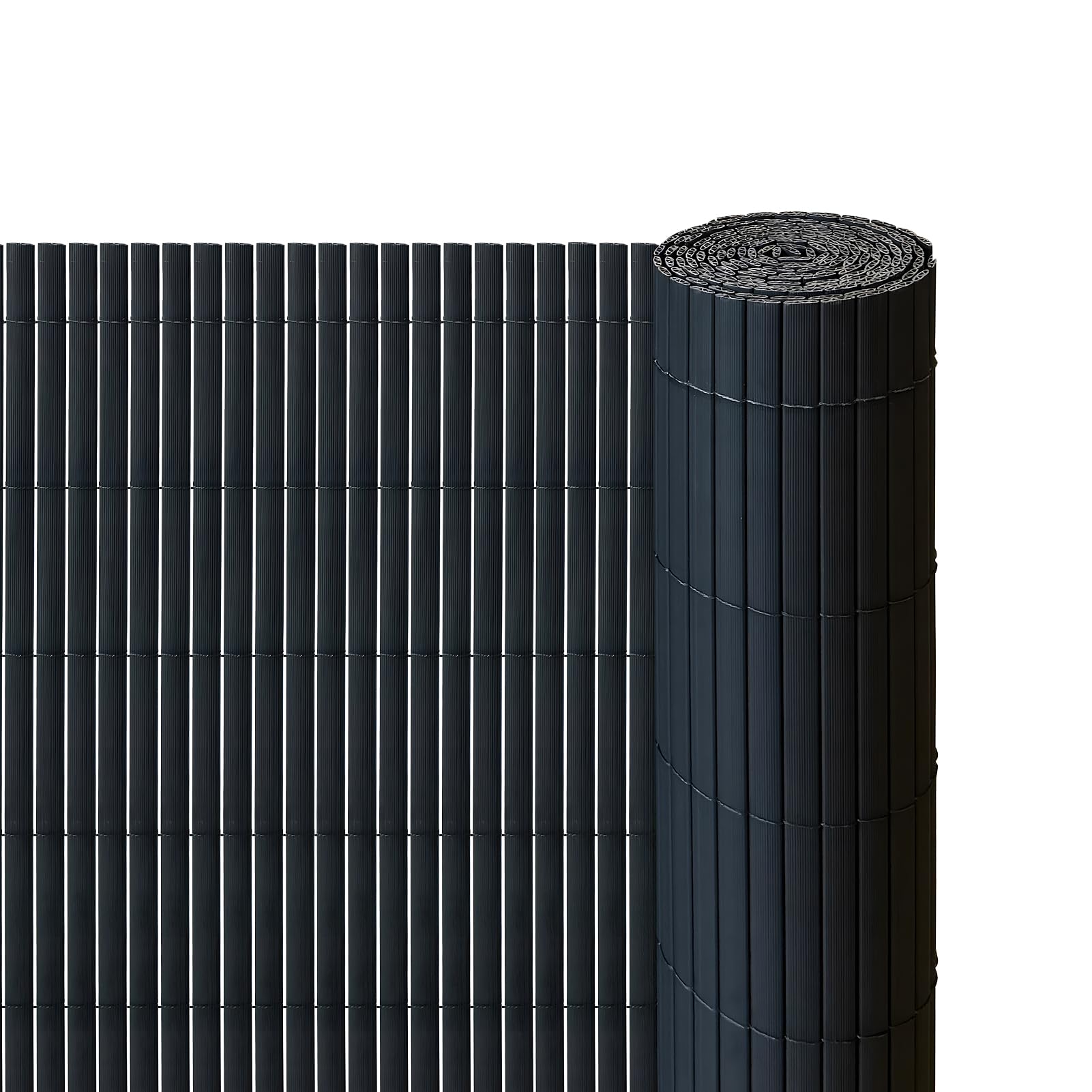 taplzmg PVC Sichtschutzmatte 80 x 300 cm, Doppelte Verstärkung Sichtschutzzaun, Bohren mit Kabelbindern, Wasser- und winddichter Sichtschutz für die Gartenterrasse, Anthrazit