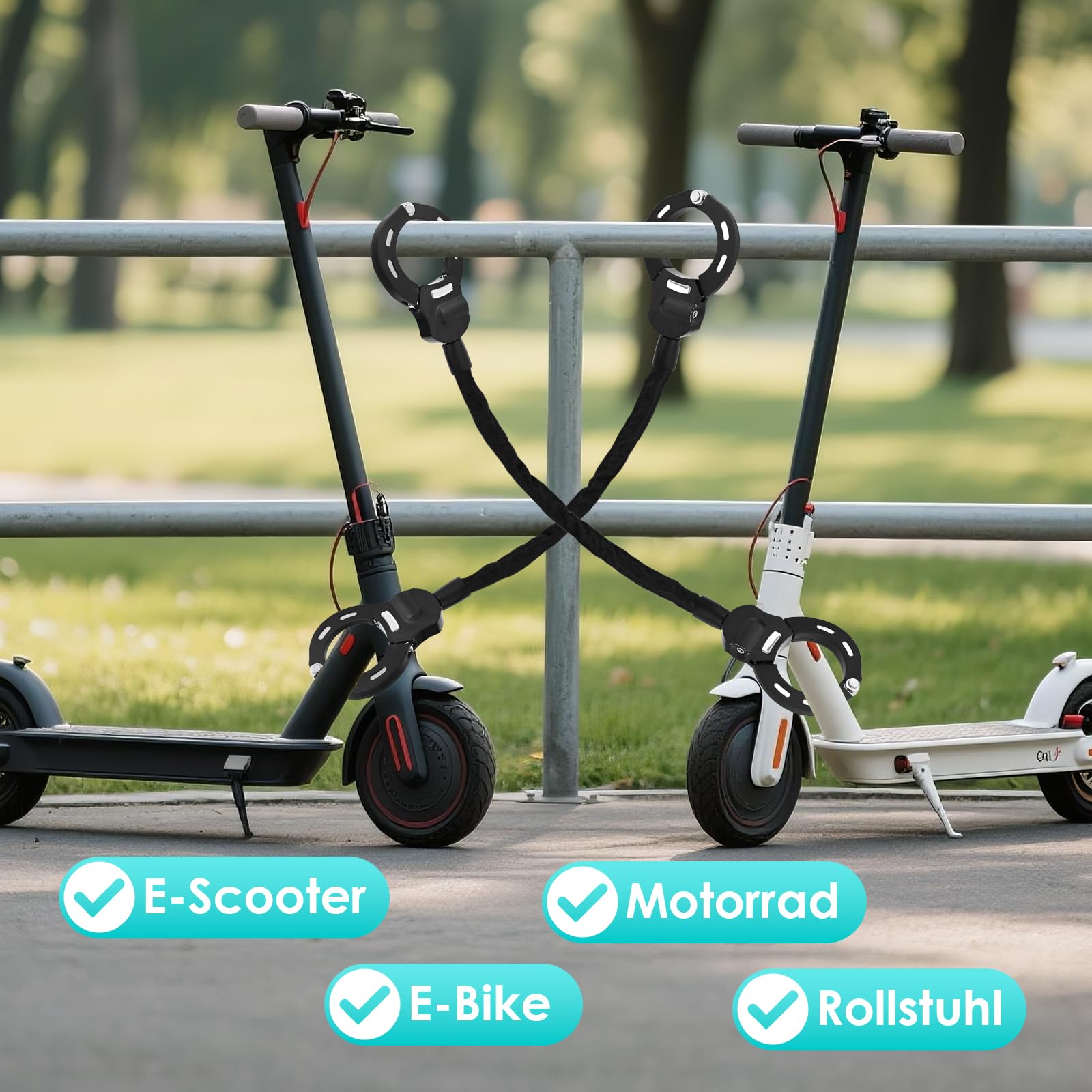 Lucchetto per scooter elettrico con custodia impermeabile da 3 l, lucchetto con chiave per scooter elettrico, con custodia in gomma, 72 cm, serrature ad alta sicurezza, perfetto per scooter