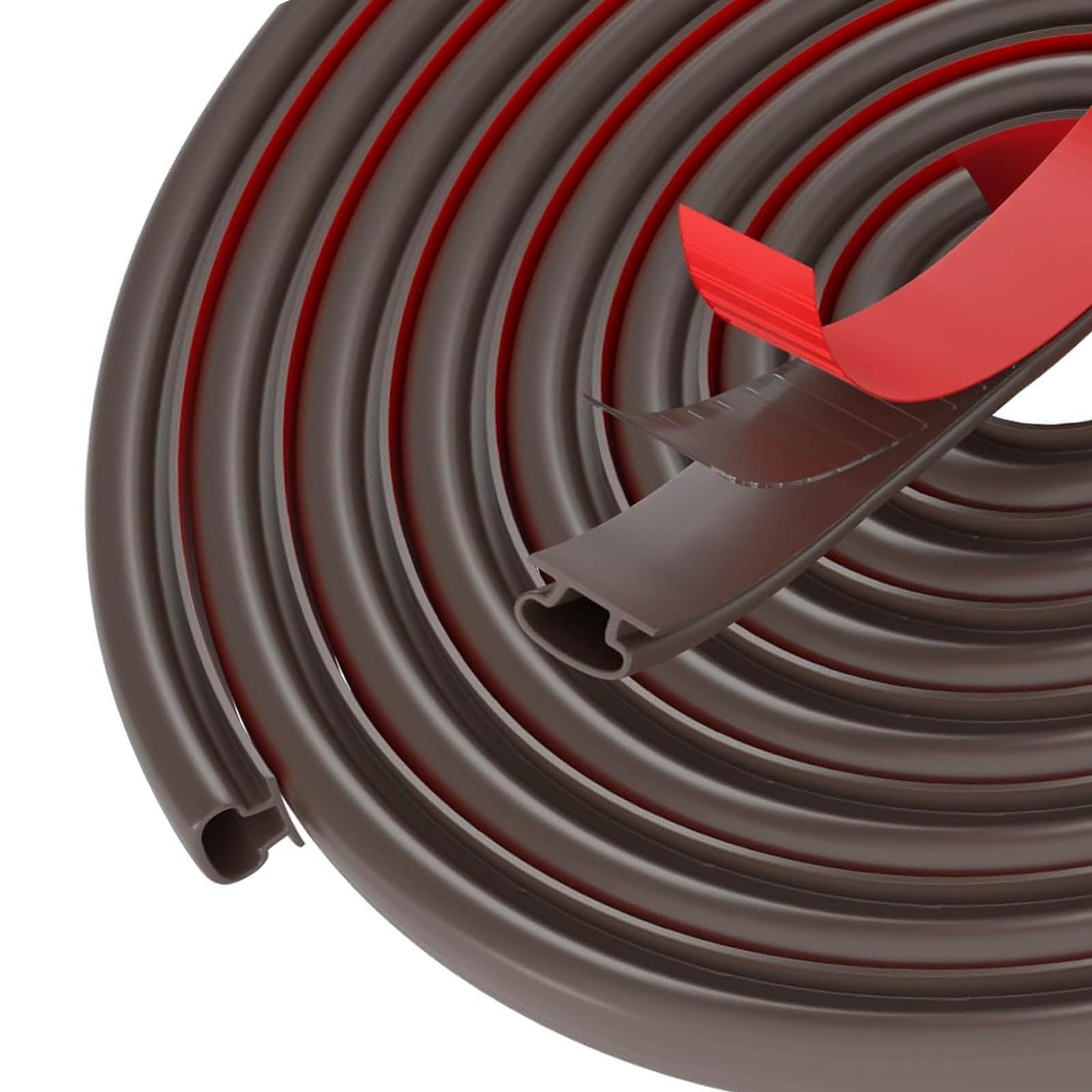 Weather Stripping Door Seal Strip, 5m(L) x 10mm(W) x 6mm(D), Window Door Sealing Strip, Soundproofing Rubber Seal Strip, Self-Adhesive Rubber Draft Excluder, Suitable for 3.5-5.5 mm Gap, Brown