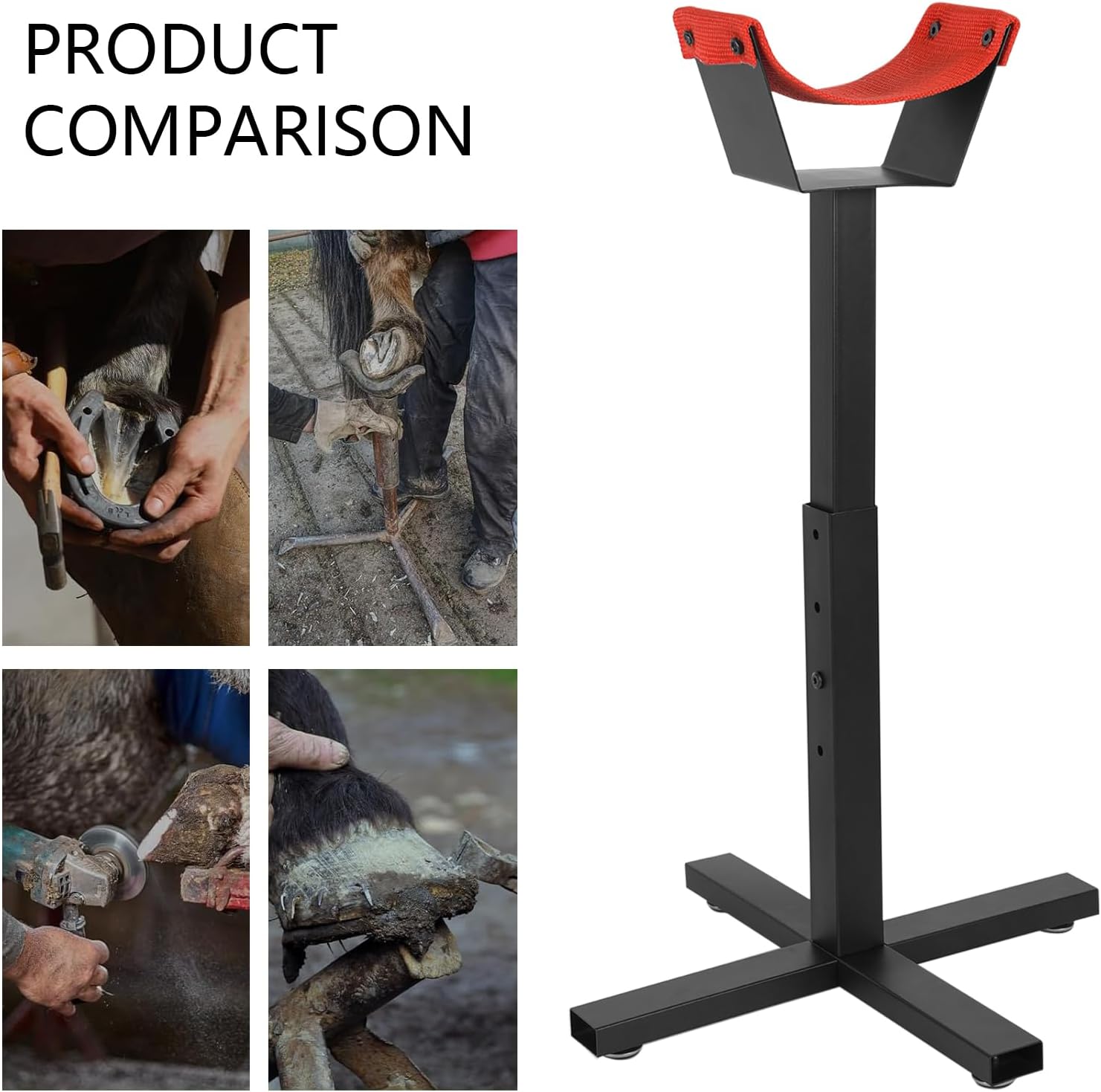 Adjustable Farrier Stand Hoof Stand for Horses Farrier Metal Hoof Anvil Stand, Blacksmith Farrier Horse Hoof Stand with 5 Adjustable Heights, Cross Bite Base, Horse Hoof Trimming Tools Veterinary Care