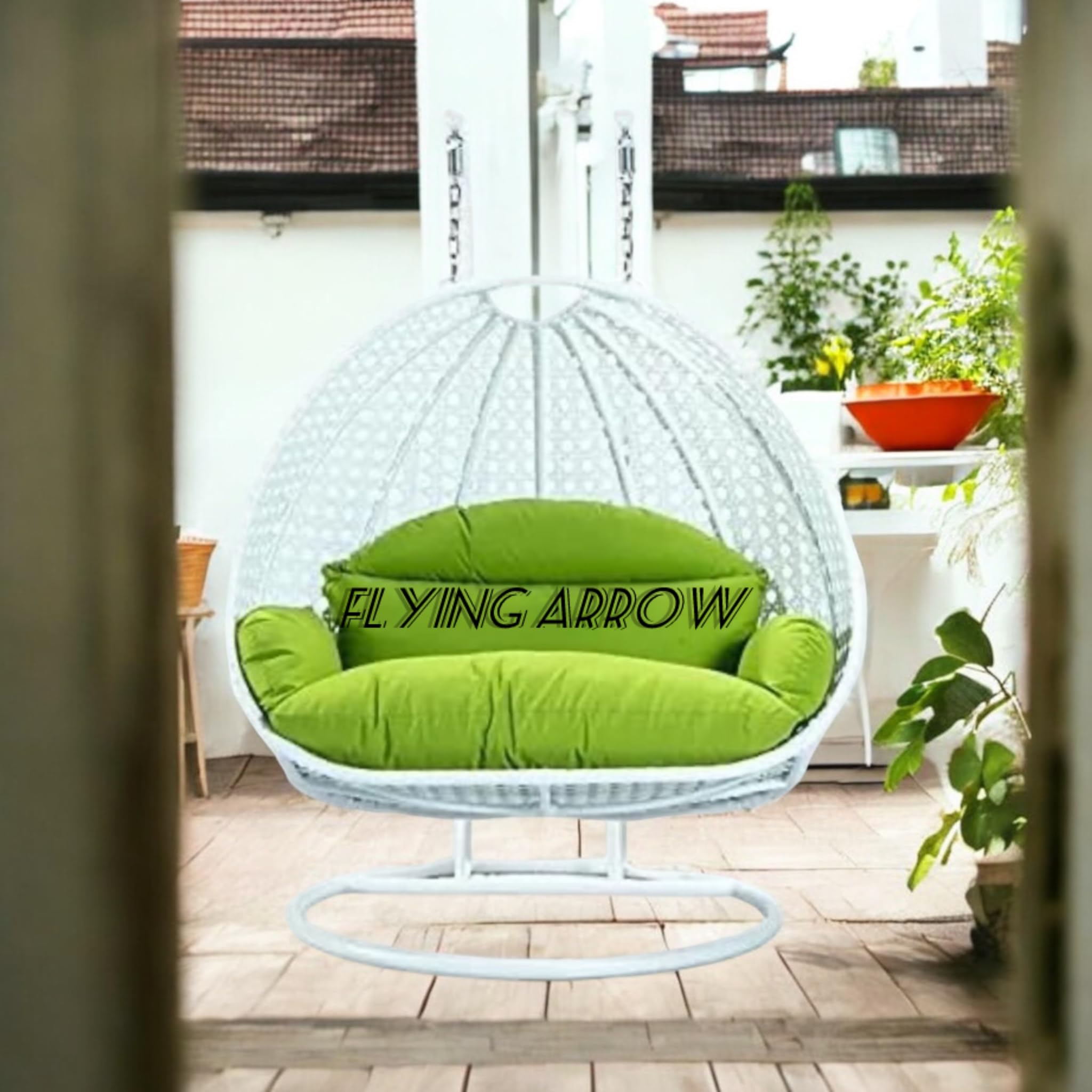 Outdoor Furniture Double Seater Swing, Beautiful Swing with Stand(Brown & White discount deal