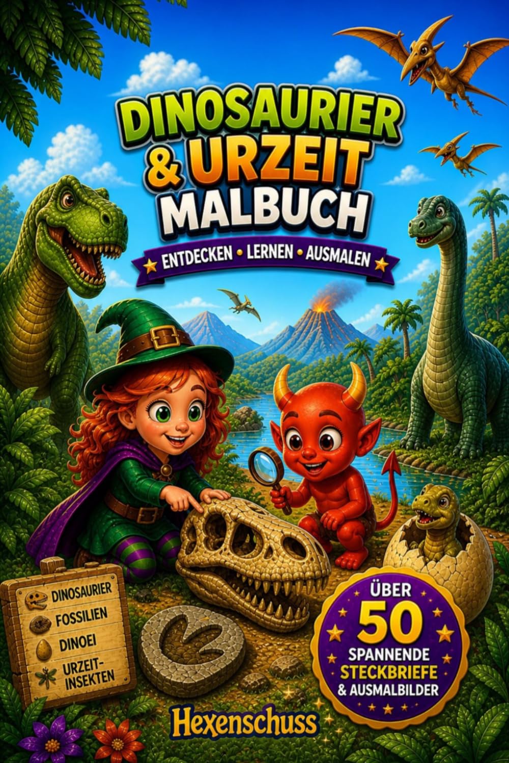 DINOSAURIER & URZEIT MALBUCH: ENTDECKEN LERNEN AUSMALEN