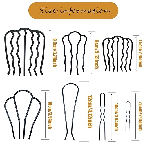 Miniatura 3 de 12 peines laterales de metal para el cabello, pinzas de horquilla para el cabello, peine de giro francés, barra de pelo updo, herramientas de