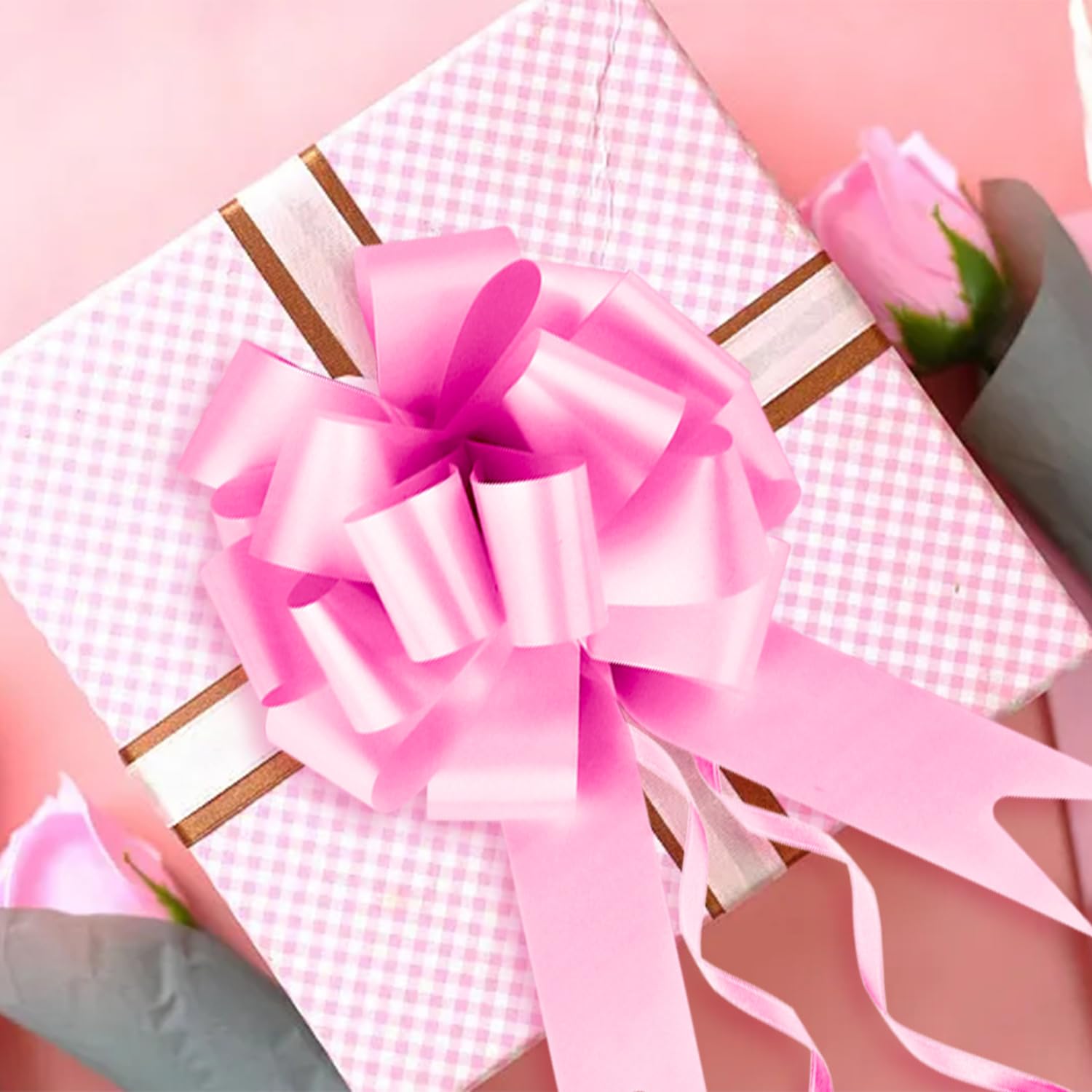 12 stuks geschenkstrikken, cadeaulint, groot cadeaulint, roze, lint
