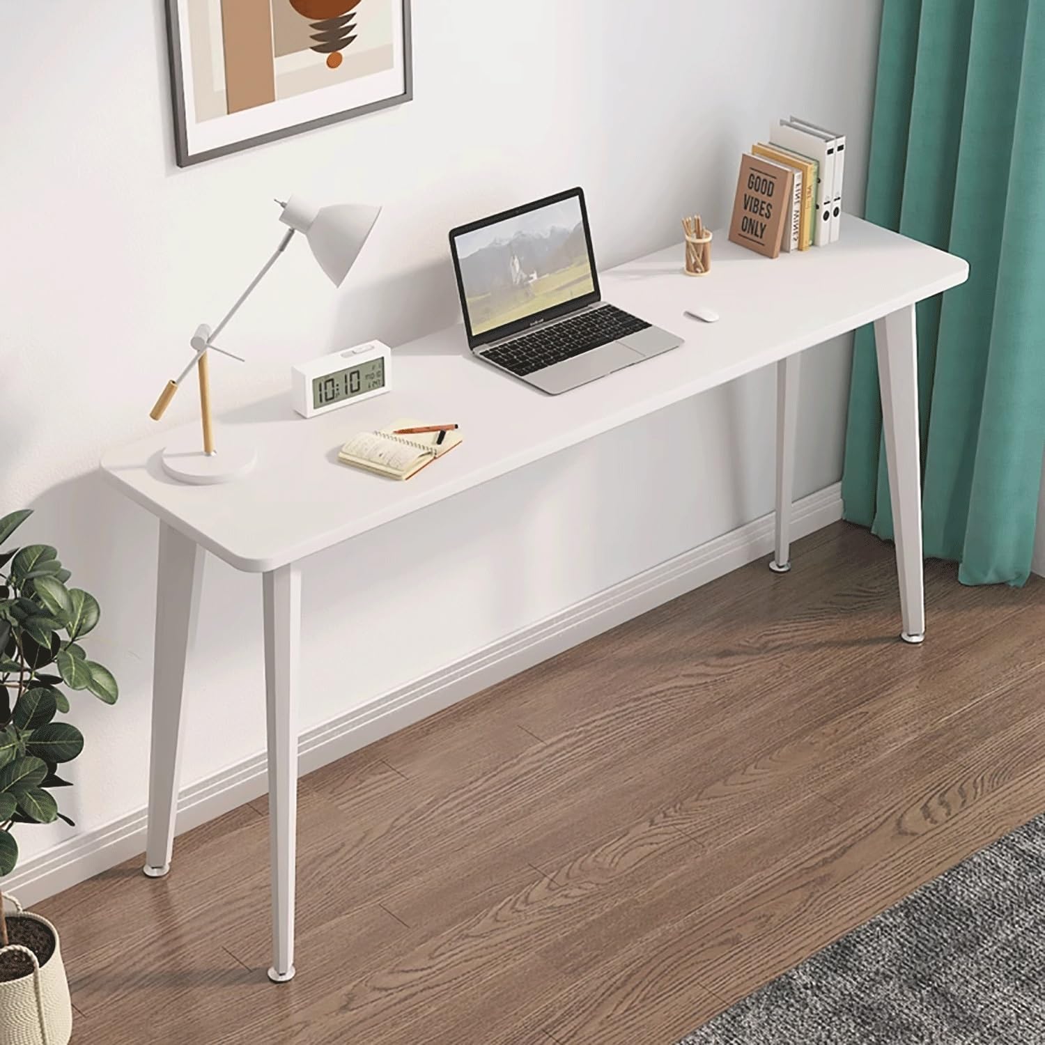 Scrivania moderna con gambe in metallo per casa e ufficio, postazione di lavoro per videogiochi e sala studio per camera da letto, mobili eleganti per giochi e sala studio