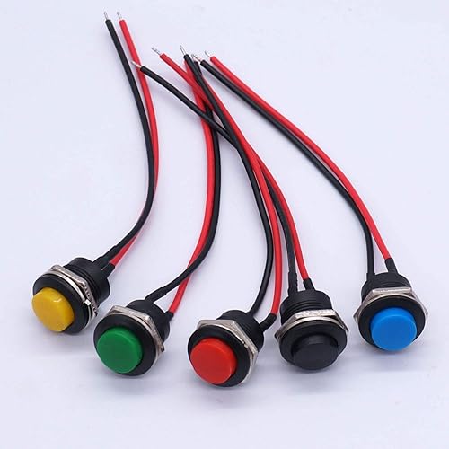 Miniatura 4 de weideer Interruptor de botón momentáneo de 0.630 in SPST AC250V3A AC125V6A ON Off 2 Pin Mini interruptor de plástico redondo de reinicio automático