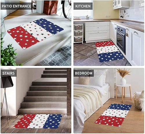 Vista 100 de Tapete de Feliz Navidad, tapete antideslizante para puerta delantera, baño, cocina, dormitorio, patio, entrada, 16 x 24 pulgadas, rojo, negro y verde