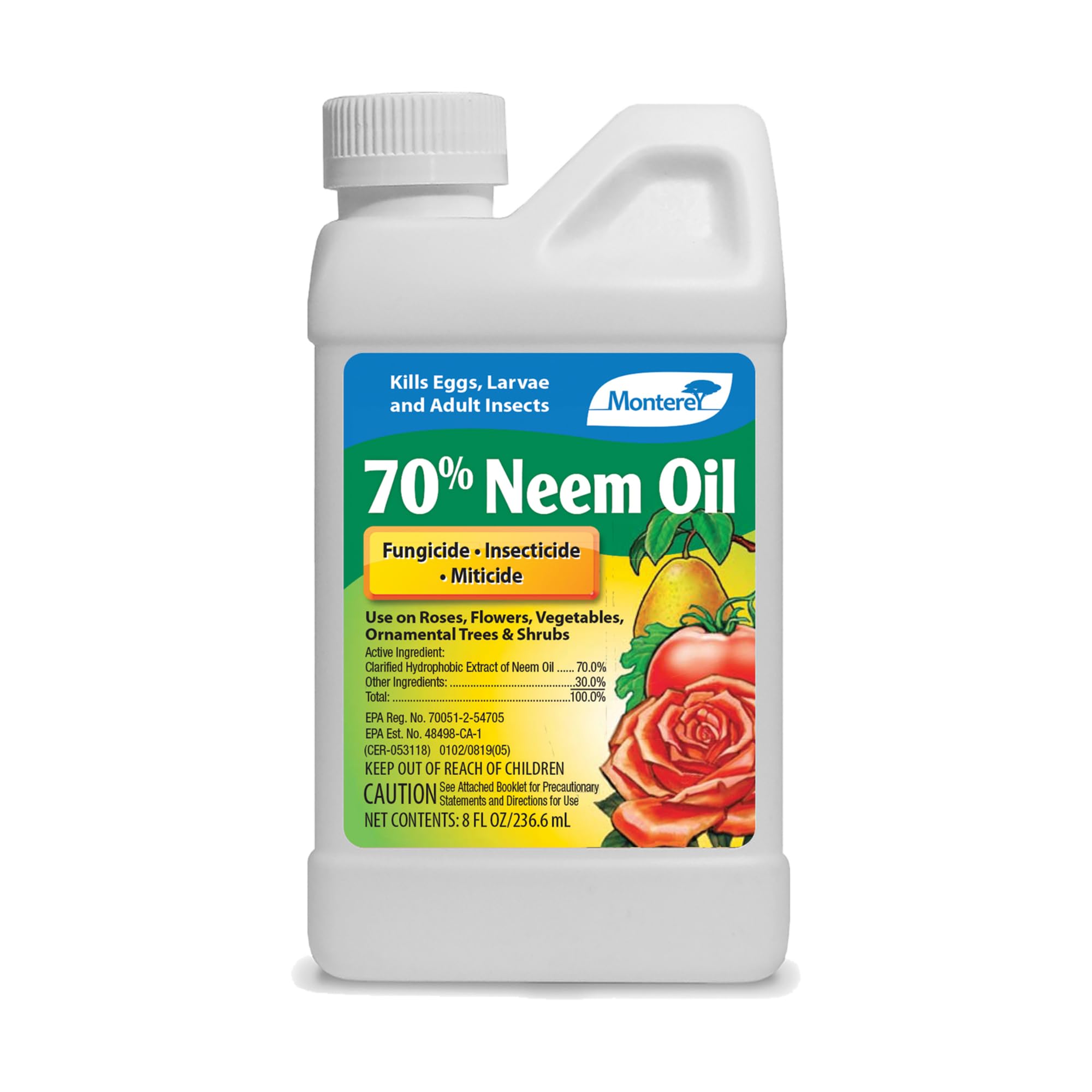 Monterey Neem Oil 70% for Controlling Insects & Disease, 8oz