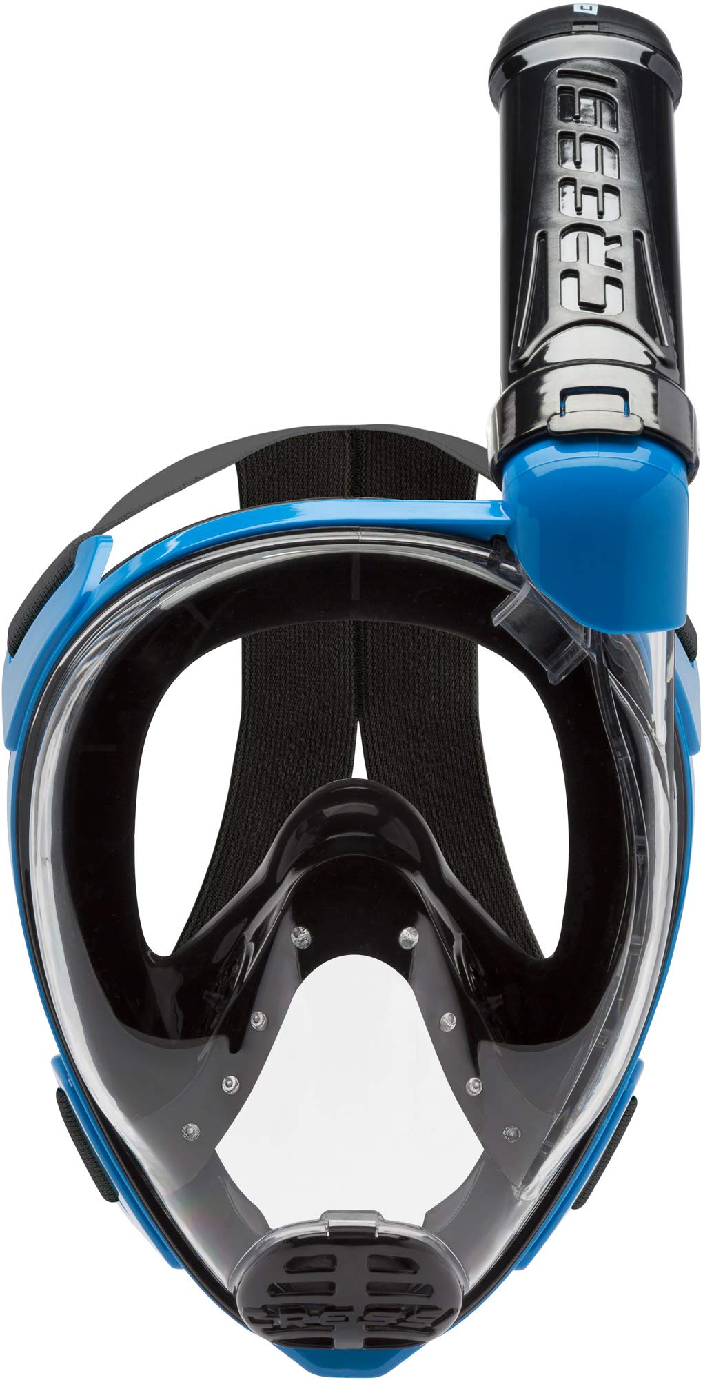 Cressi Baron Full Face Mask-Integral Anti Fog Snorkel Mask,Komfortowa maska na twarz z zaworem wydechowym i suchym snorklem, czarny/niebieski, m/l