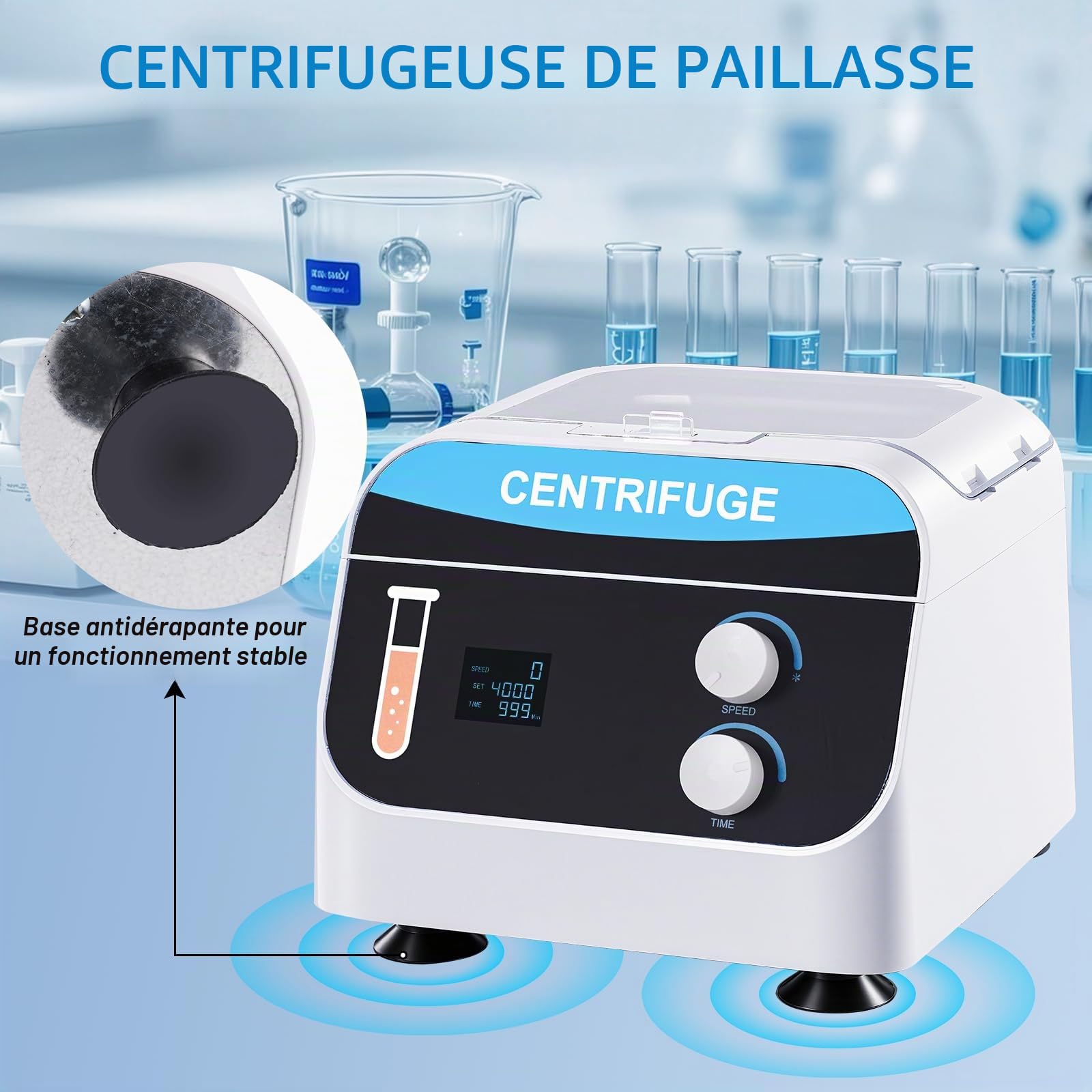 YUCHENGTECH Centrifugeuse de Laboratoire 20mlx6 0-4000 tr/min 0-999 Min | Centrifugeuse de Paillasse Électrique Centrifugeuse à Basse Vitesse 1920xg Compatible avec les Tubes Centrifuger de 5/7/10ml