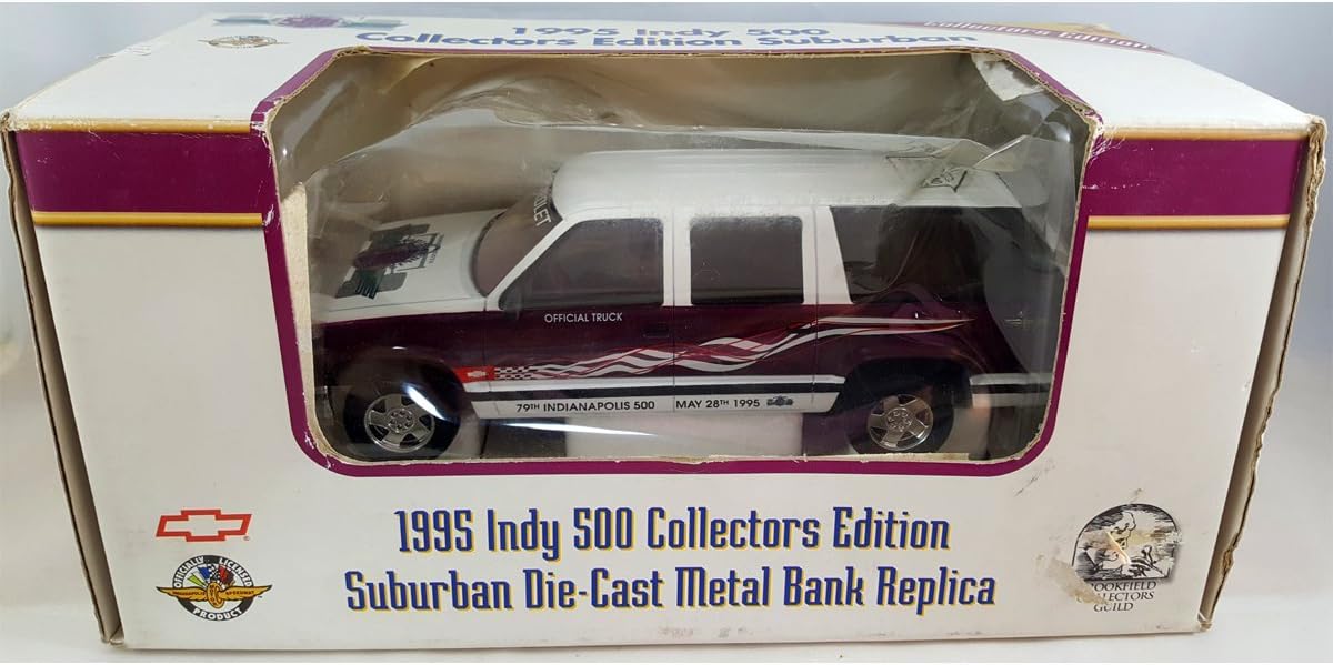 Brookfield Collectors Guild 1995 Indy 500 Collectors Edition Chevy Suburban Purple/White Die-Cast Bank Replica 1:24