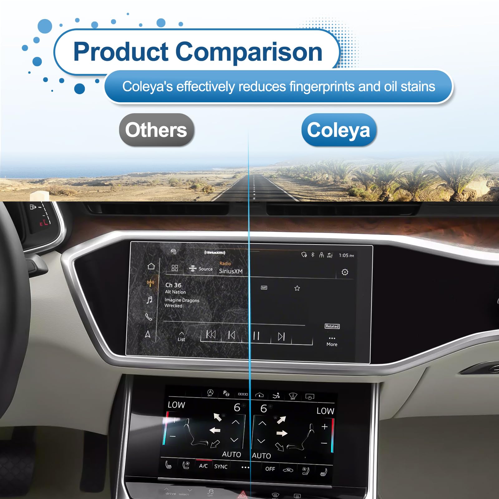 Pellicola Protettiva per Display Audi A6 A7 2019-2024, 9H Vetro Temperato Schermo Tattile Centrale