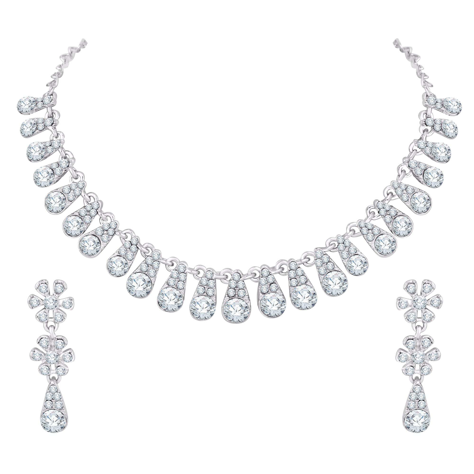 Atasi International Diamond Silver Plated Alloy Necklace Set with Earrings For Women (R5471) (B09WRK5F63) Amazon Price History, Amazon Price Tracker