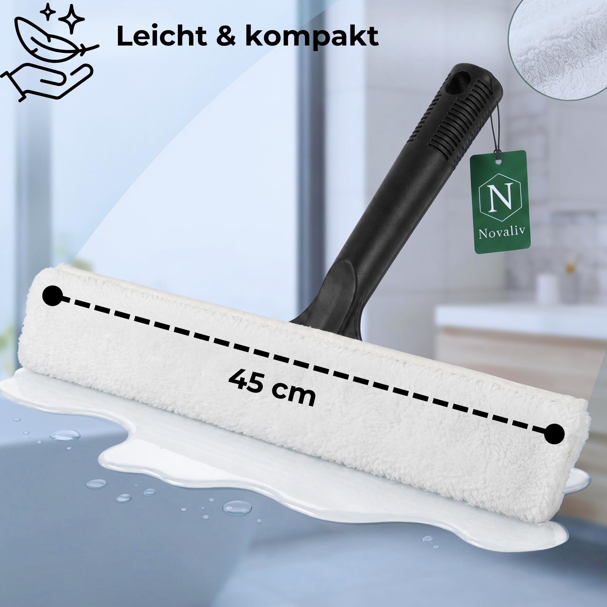 Novaliv 4X Fensterwischer 45 cm Einwascher aus Vlies Einschäumer zum Fensterputzen Fensterwischer Fensterreiniger Fenstereinwäscher Fensterreinigung Fensterputzer