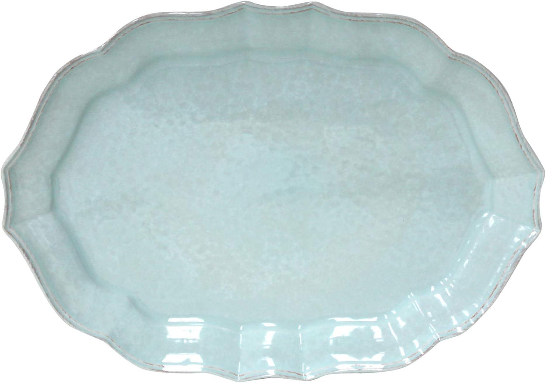 Casafina Ceramic Stoneware 18'' Oval Platter - Impressions Collection, Robin's Egg Blue | Microwave, Dishwasher, Oven & Freezer Safe Dinnerware | Food Safe Glazing | Restaurant Quality Serveware