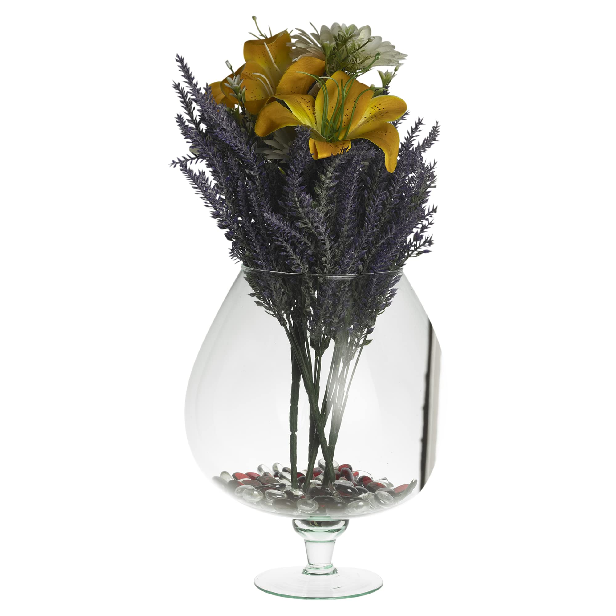 Urbnliving Decorative Glass Vase Rounded Globe Fish Bowl Or Cognac Glass Tulip Shape Vases Table Centrepiece Gift For Bouquets And Decorations (Cognac Glass)