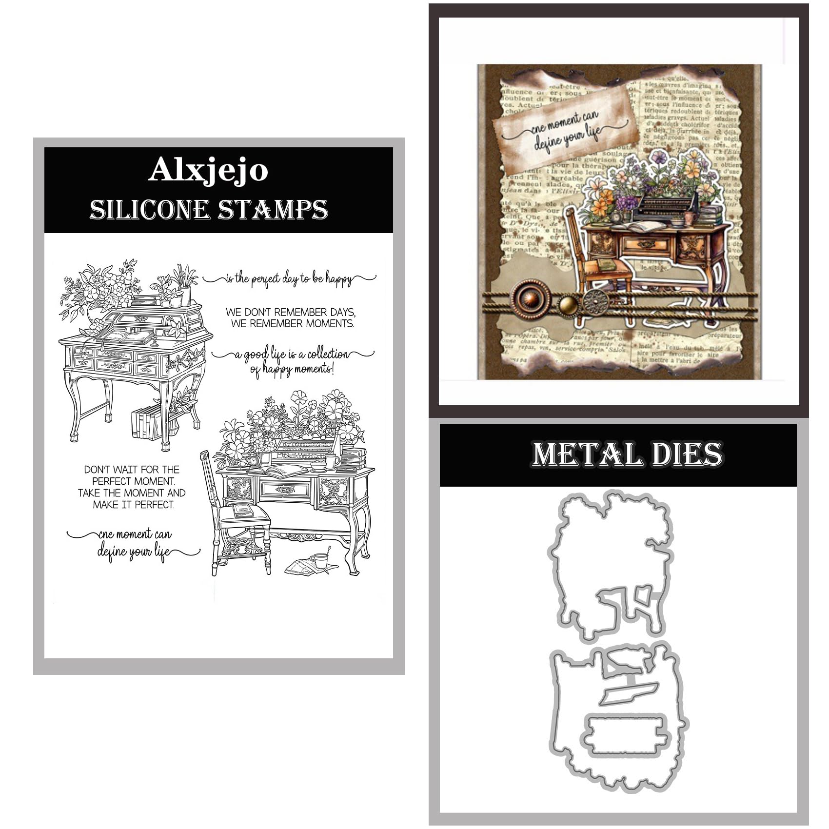 Alxjejo Cutting Dies and Stamps Set 2024-2025-2026,Stamps and die for Card Making for DIY Birthdays, Thanksgiving Day, Valentine's Day, Scrapbooking, Art Craft, Festivals Greeting Card Album
